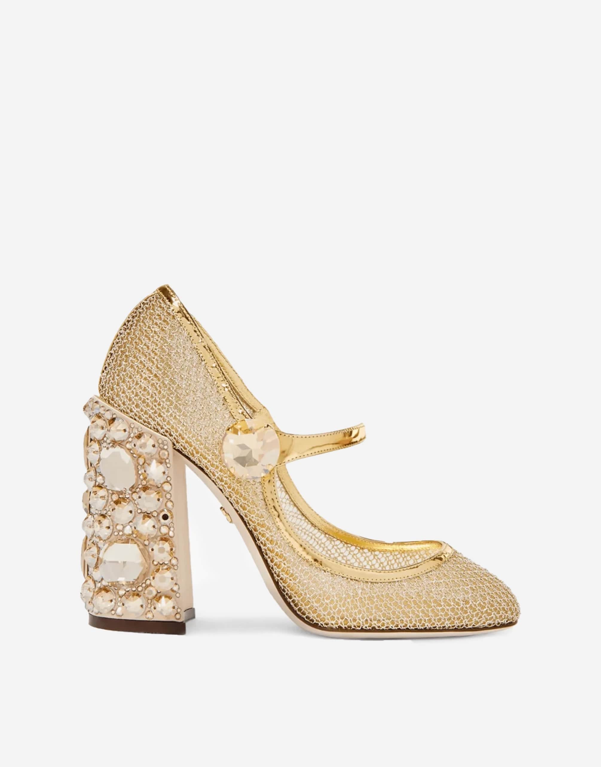 Dolce & Gabbana Crystal-Embellished Metallic Mary Jane Pumps