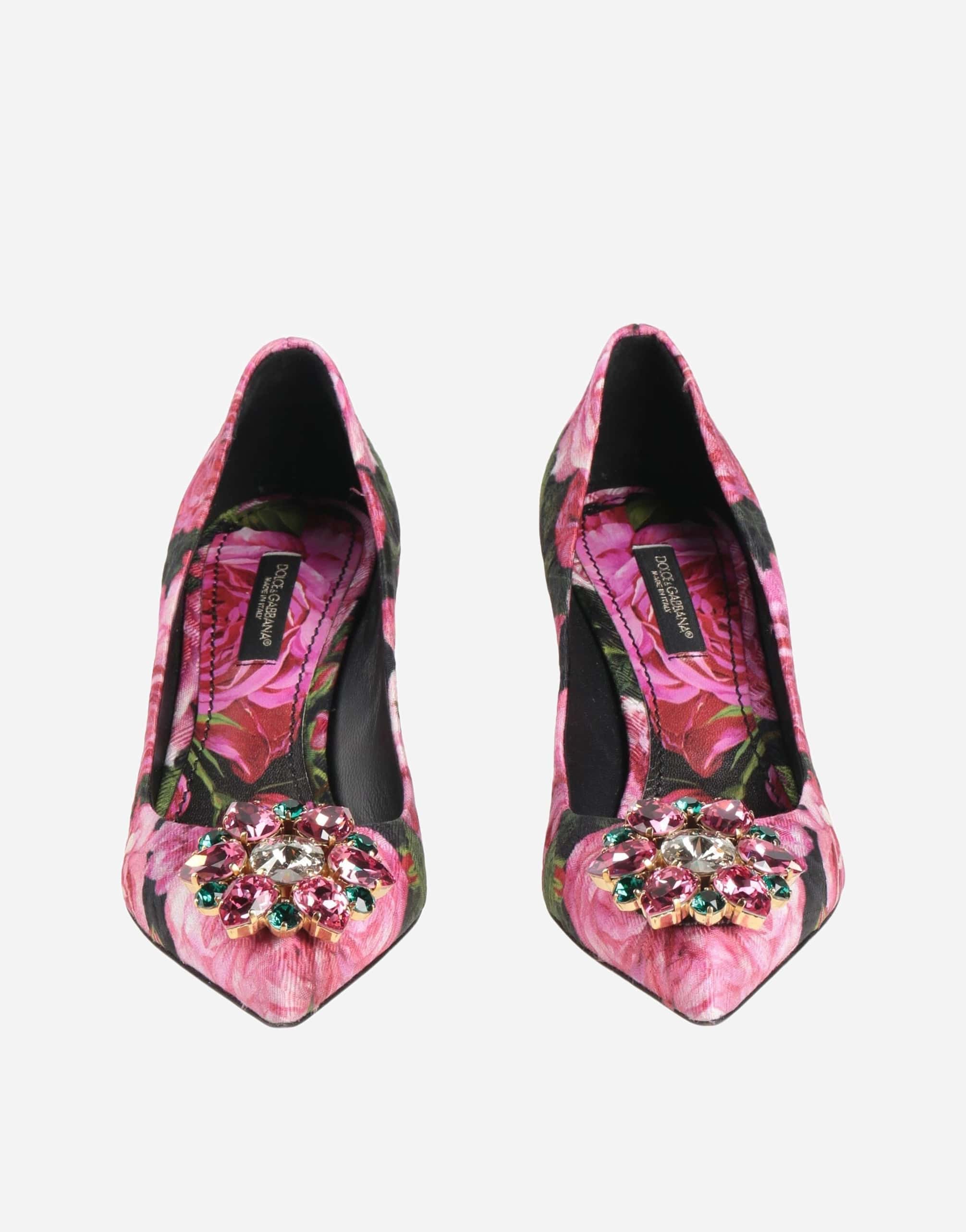 Dolce & Gabbana Crystal-Embellished Rose Brocade Pumps