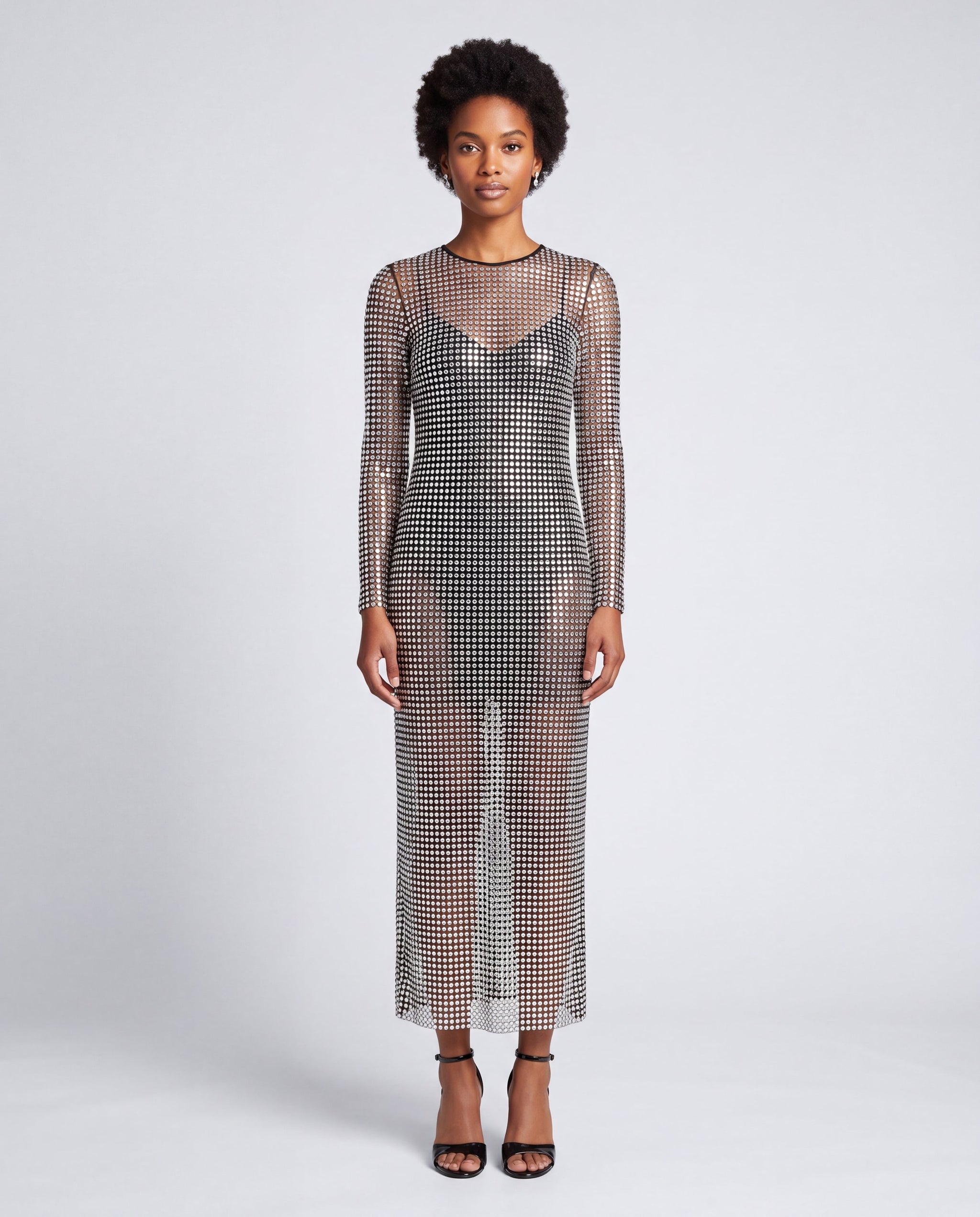 dolce gabbana mesh dress Long crystal mesh dress in Silver for Women