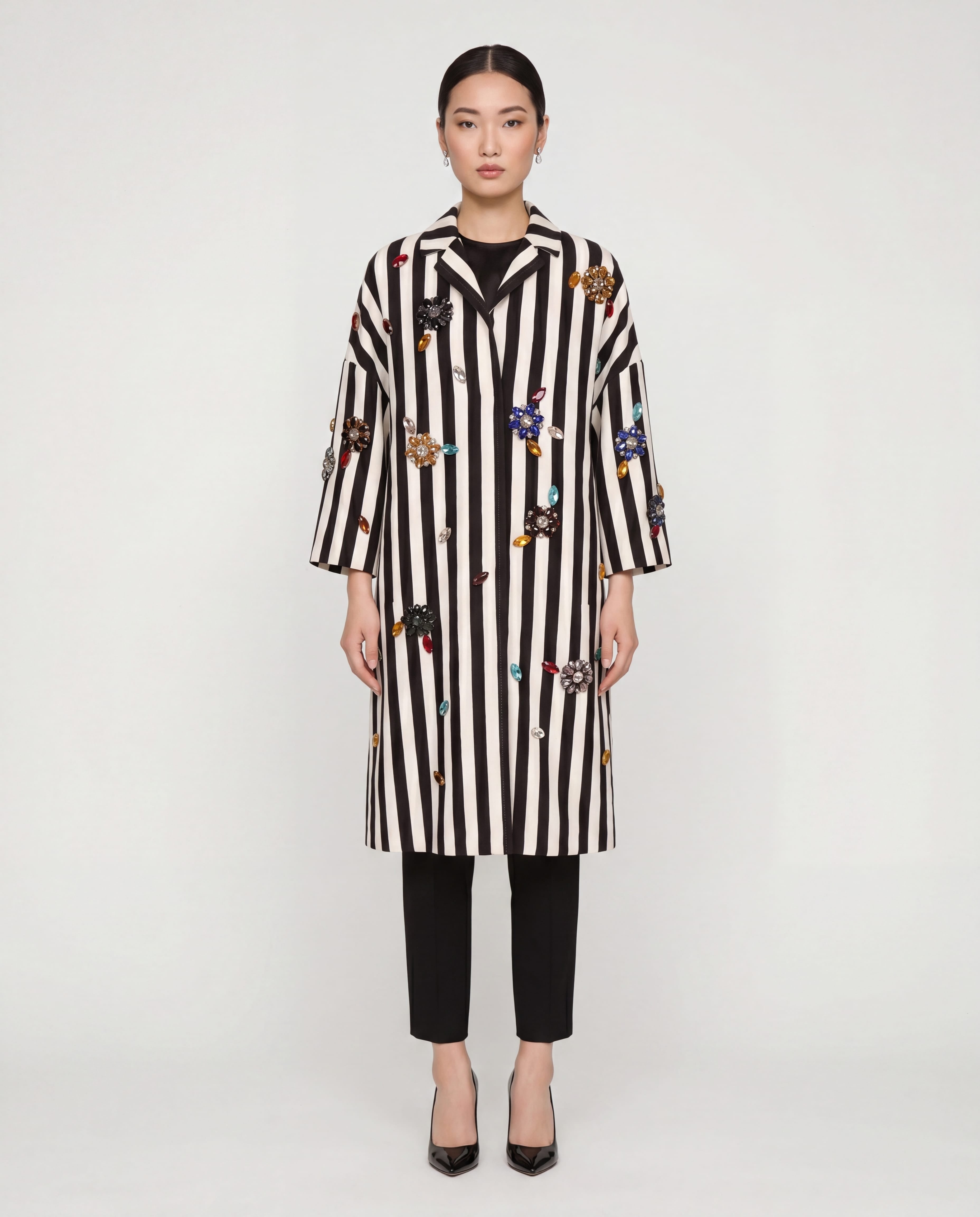 Dolce & Gabbana Crystal Embellished Striped Coat - alternate view