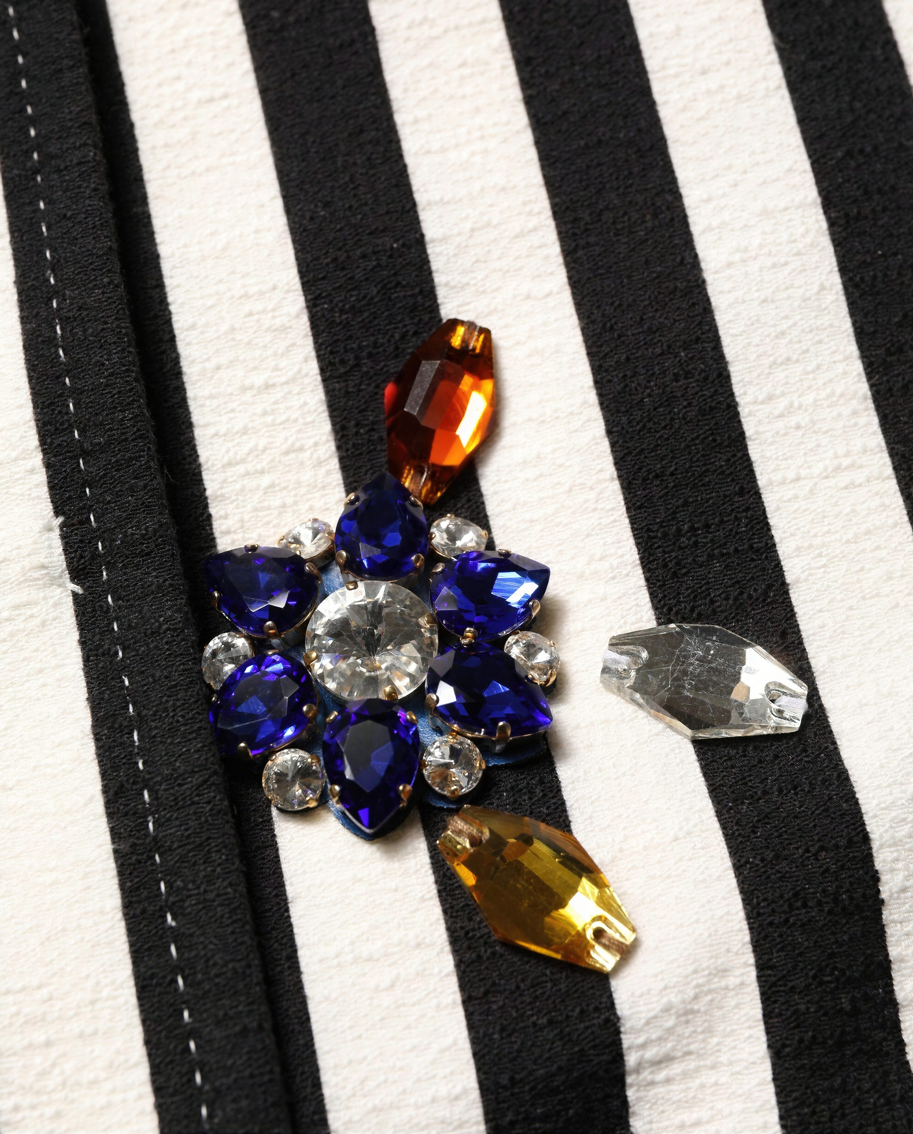 Dolce & Gabbana Dolce & Gabbana Crystal Embellished Striped Coat