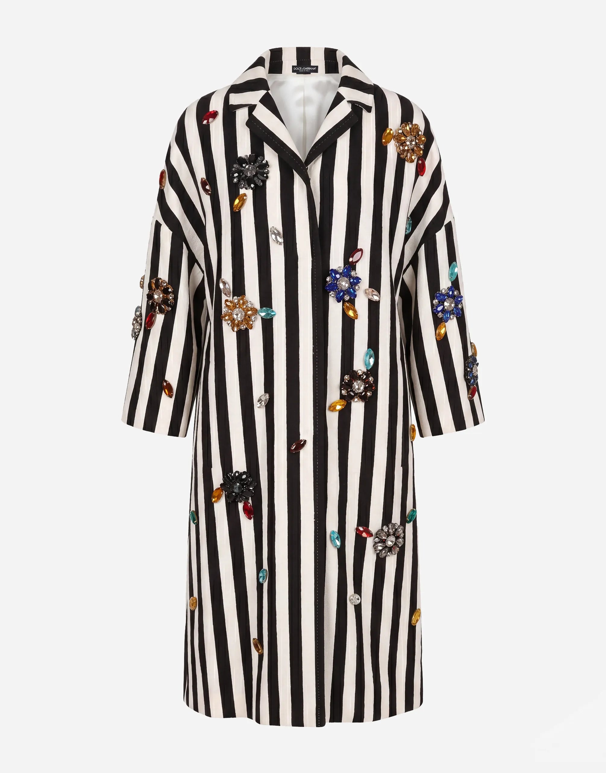 Dolce & Gabbana Dolce & Gabbana Crystal Embellished Striped Coat