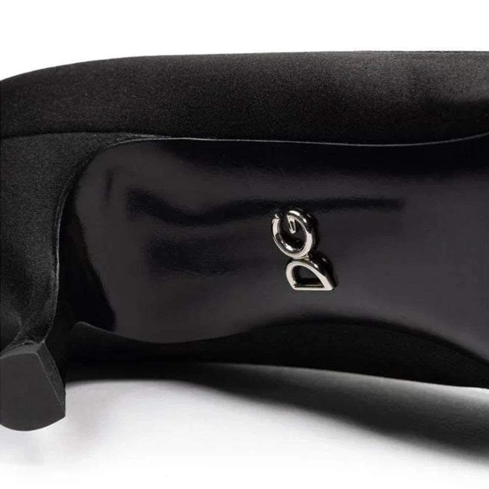 Dolce & Gabbana Crystal-Embellished With Bow Satin Pumps