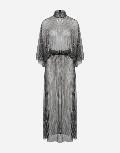 Dolce & Gabbana Crystal Mesh Sheer Maxi Dress