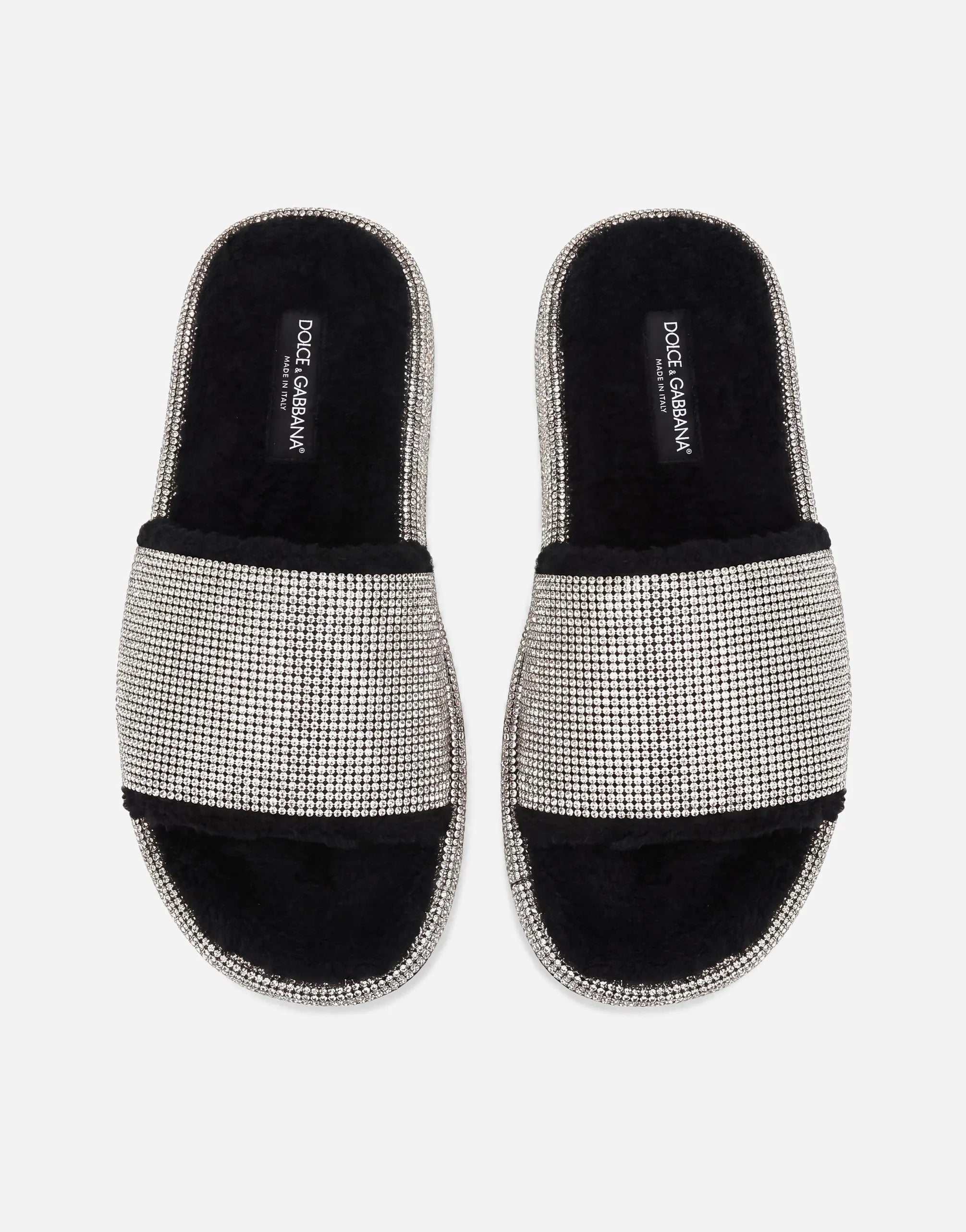 Dolce & Gabbana Dolce & Gabbana Crystal Shearling Slides