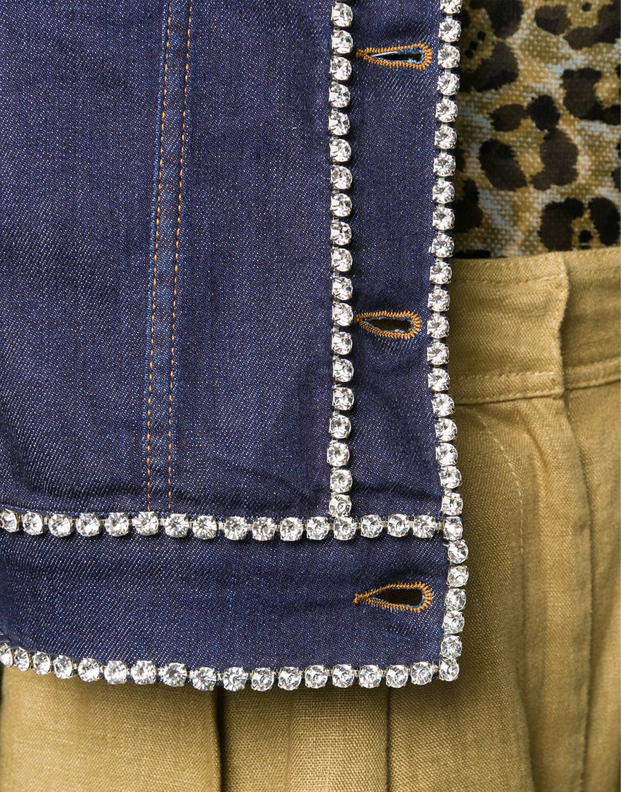 Giacca di jeans con finiture in cristalli