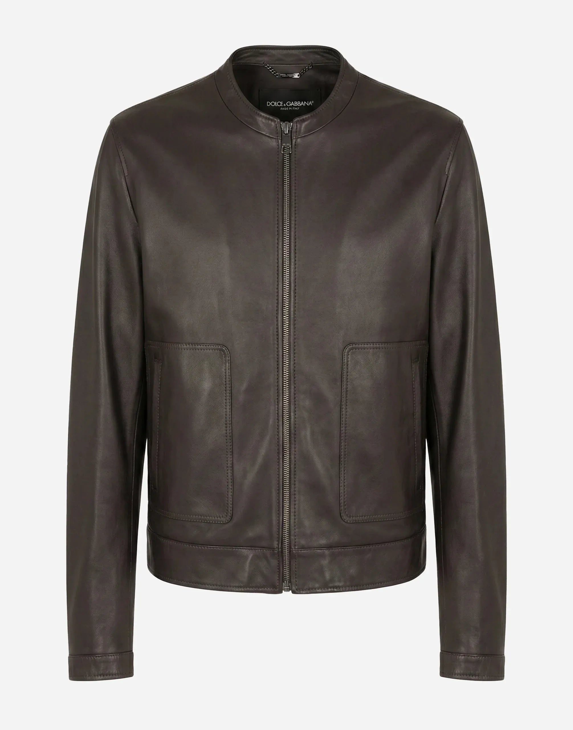 Dolce & Gabbana Dark Brown Leather Zip Jacket