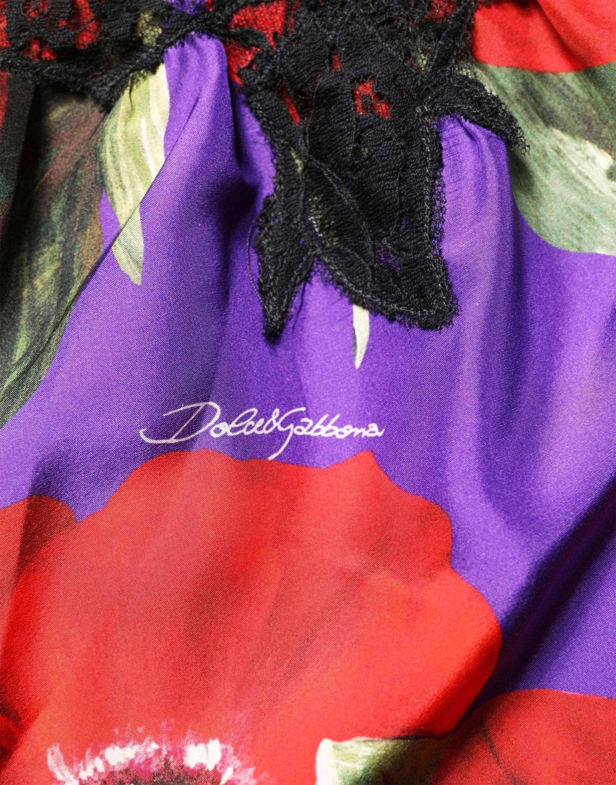 Deep V-Neck Floral Print Lace Mini Dress - alternate view