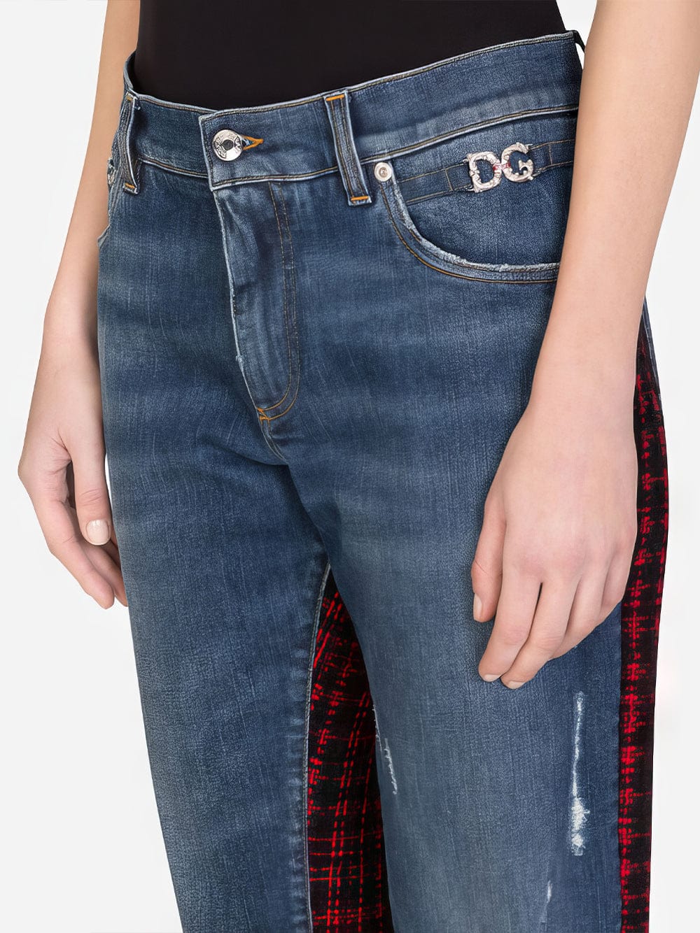 Dolce & Gabbana Denim And Tweed Boyfriend Jeans