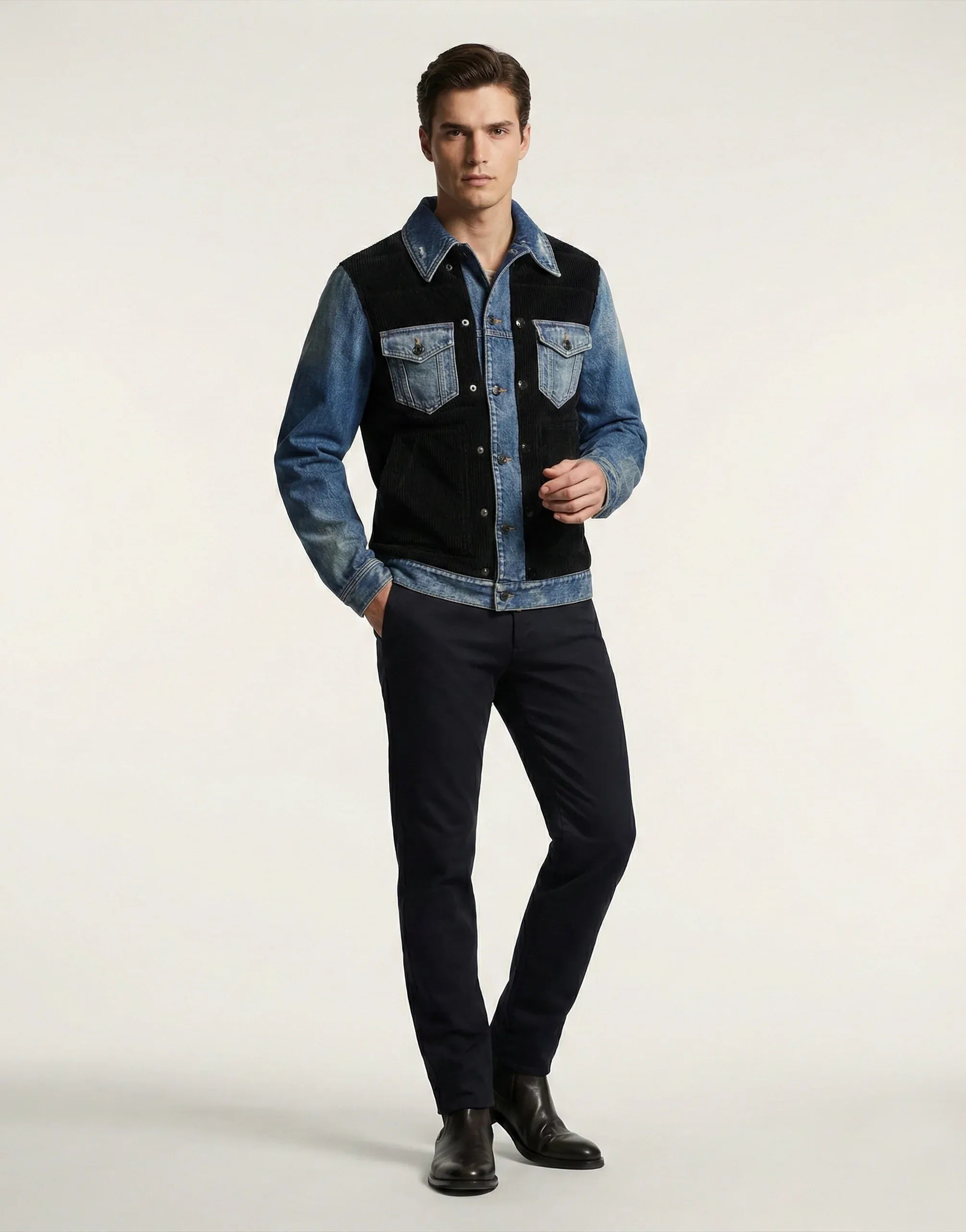 Dolce & Gabbana Denim-Panelled Corduroy Jacket