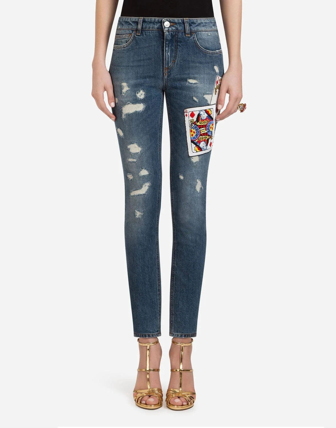 Dolce & Gabbana Denim Pretty Fit Cards-Embellished Jeans
