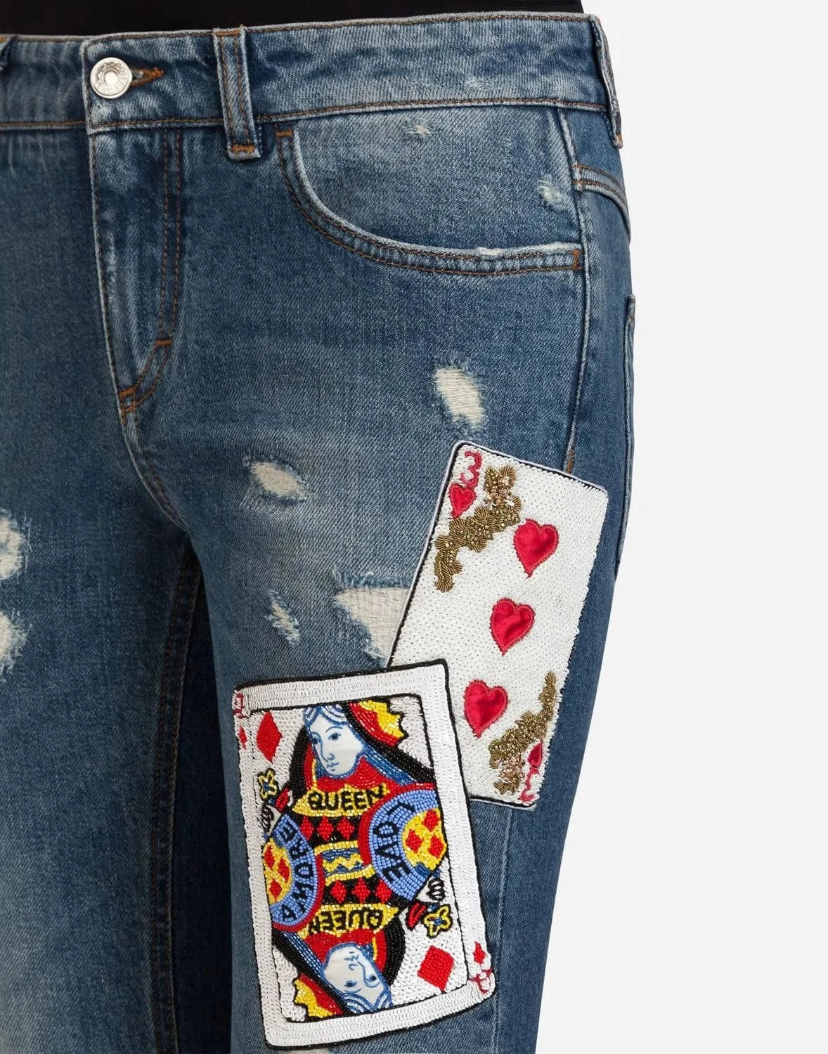 Dolce & Gabbana Denim Pretty Fit Cards-Embellished Jeans