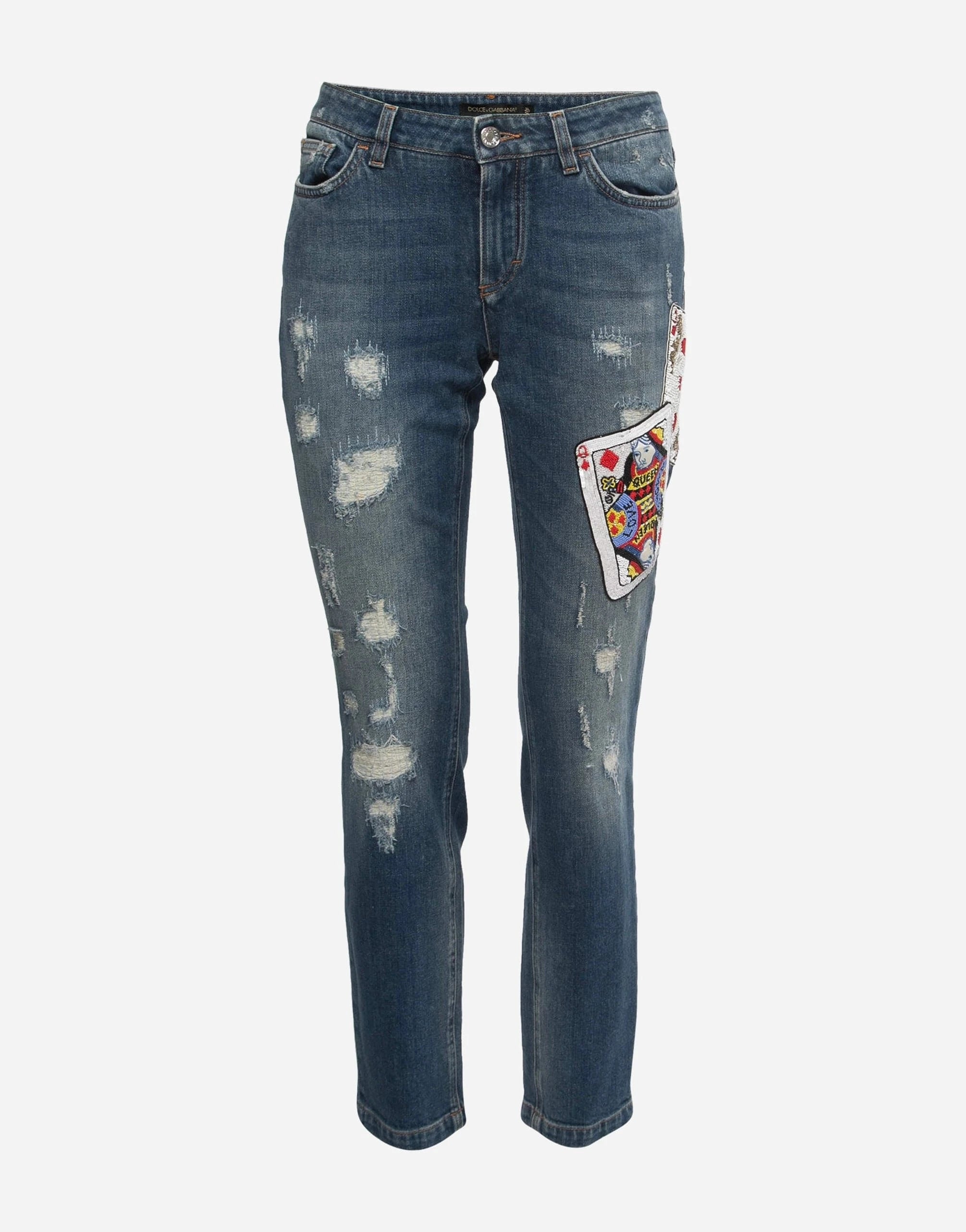 Dolce & Gabbana Denim Pretty Fit Cards-Embellished Jeans