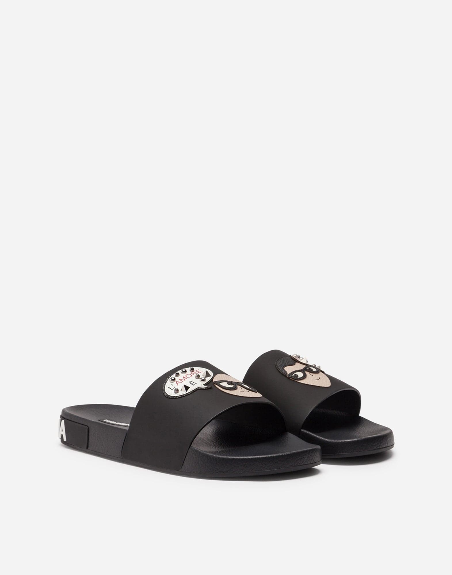 Dolce & Gabbana Designers Patches Calfskin Sliders