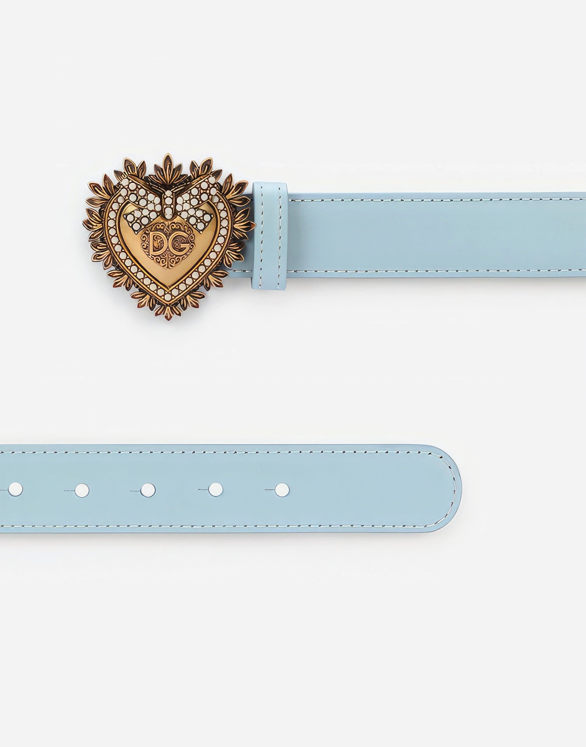 Dolce & Gabbana Devotion Logo Heart Buckle Leather Belt