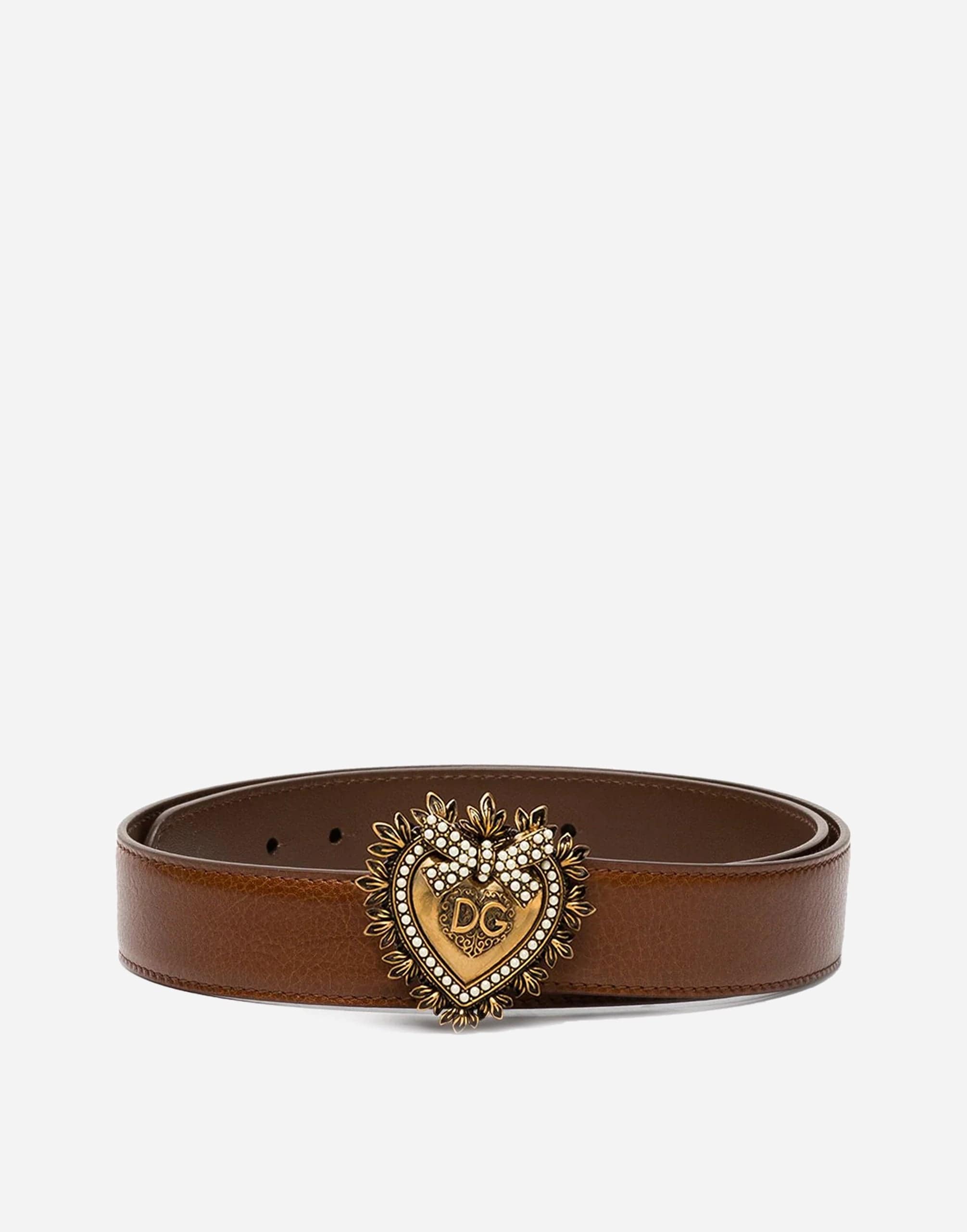 Dolce & Gabbana Devotion Pearl-Embellished Leather Belt