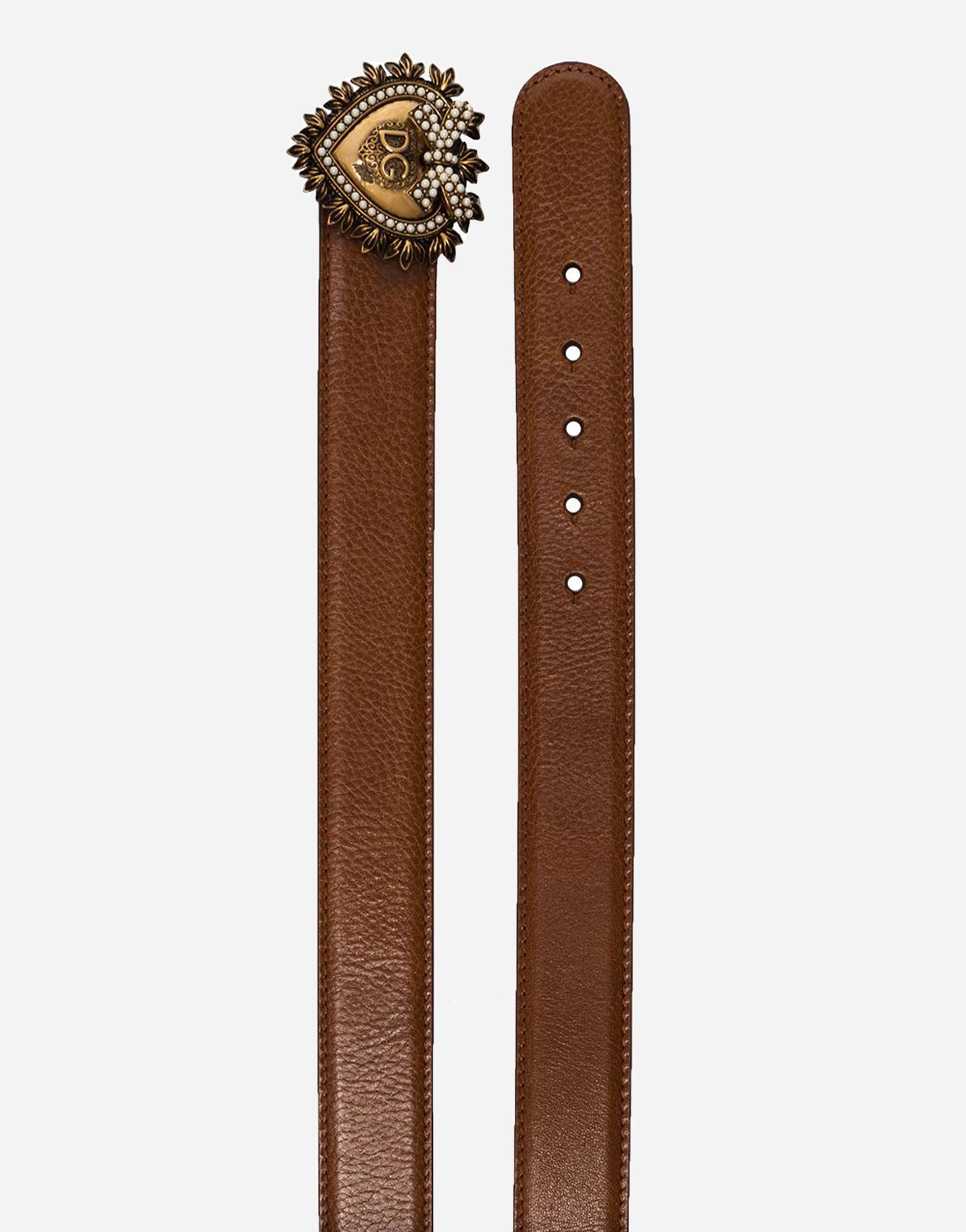Dolce & Gabbana Devotion Pearl-Embellished Leather Belt