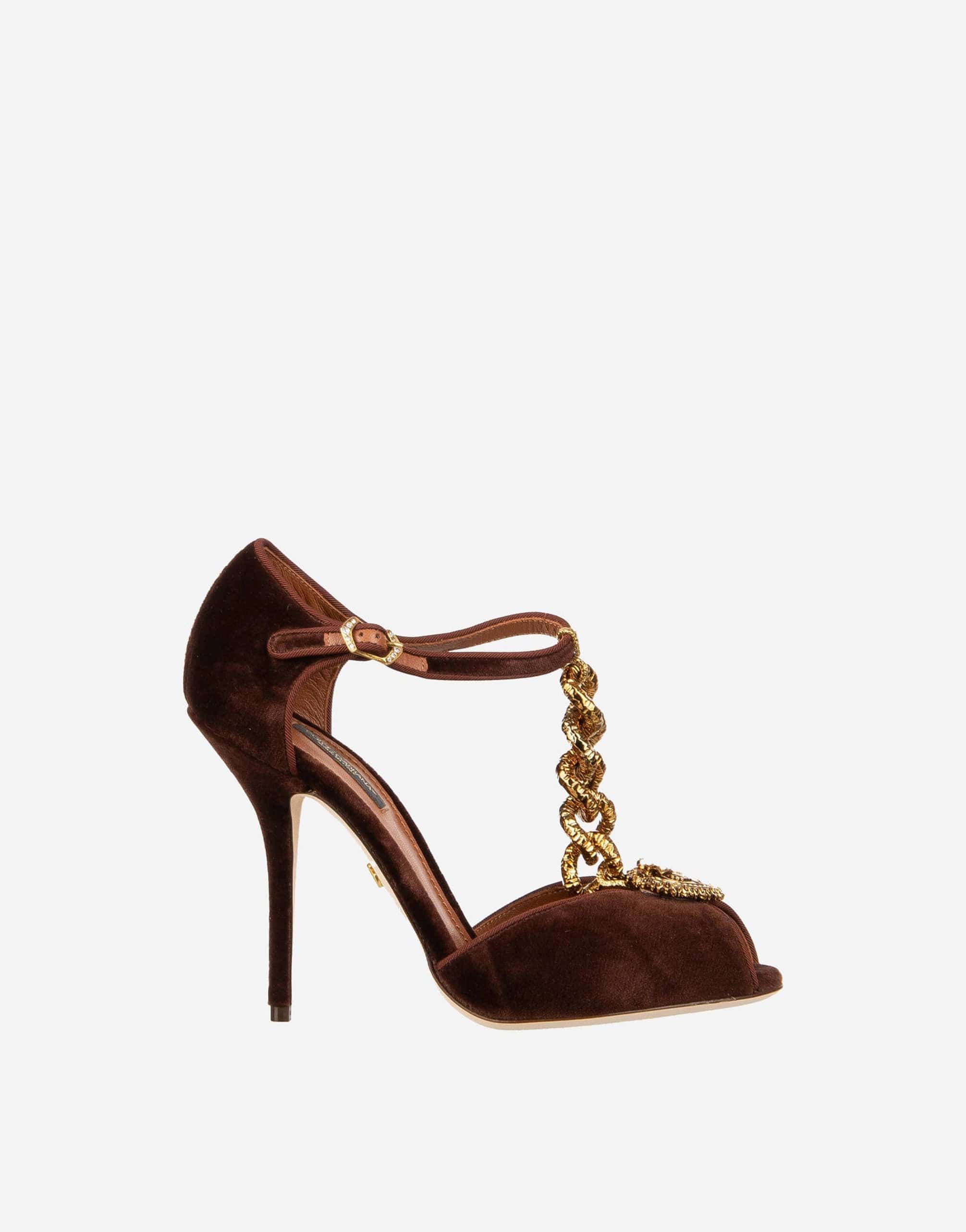 Dolce & Gabbana Devotion Pearl Heart Chain High Heel Sandals
