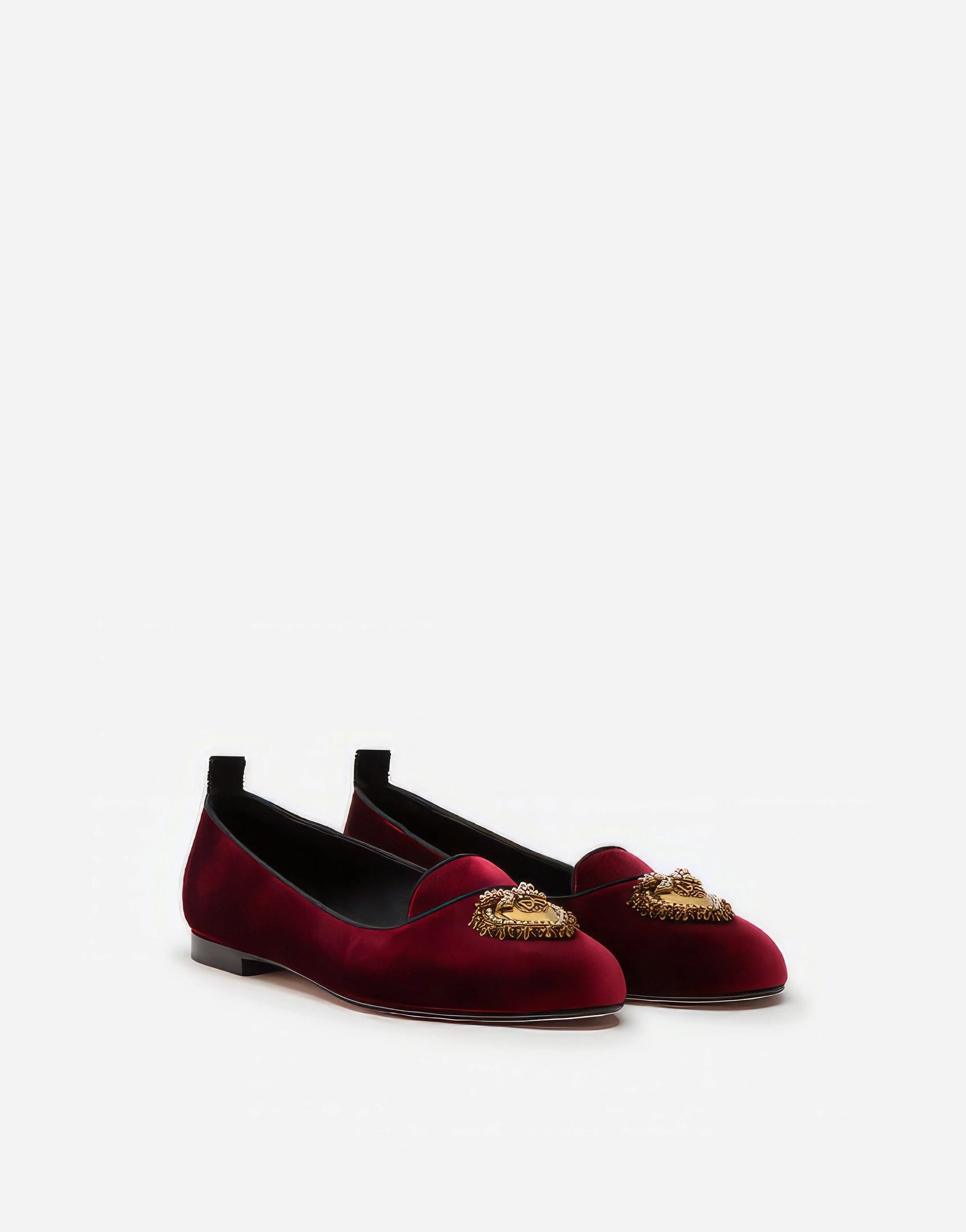Dolce & Gabbana Devotion Velvet Ballerina Shoes | Sendegaro US