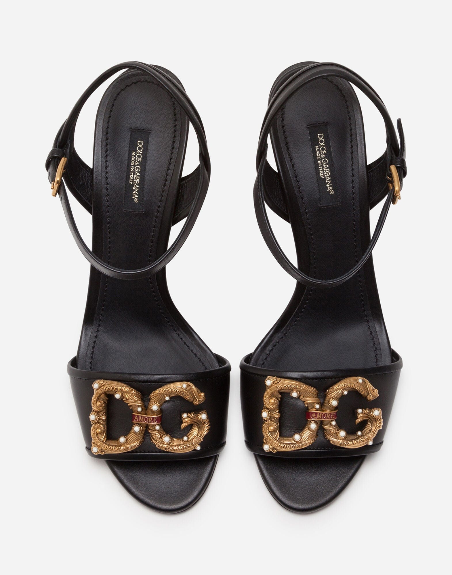 Dolce & Gabbana DG Amore Logo Calfskin Sandals