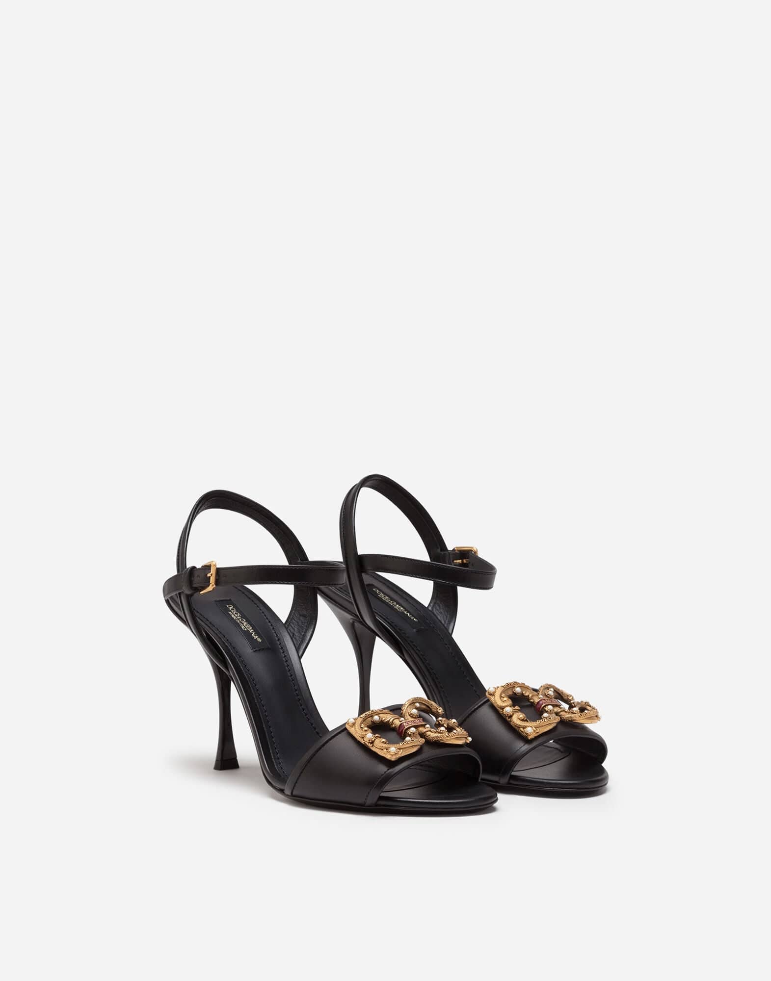 Dolce & Gabbana DG Amore Logo Calfskin Sandals