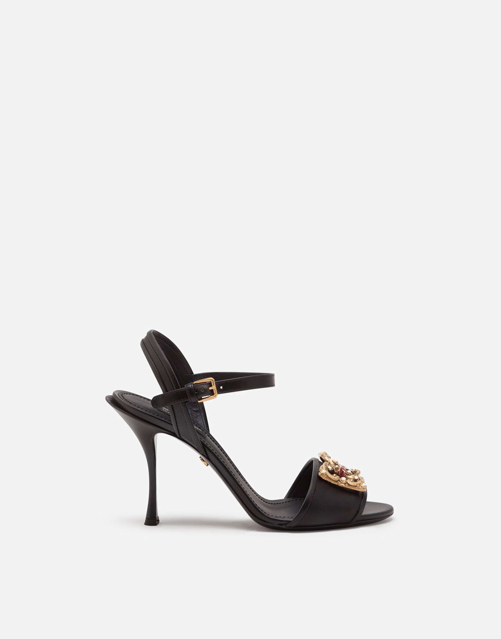 Dolce & Gabbana DG Amore Logo Calfskin Sandals