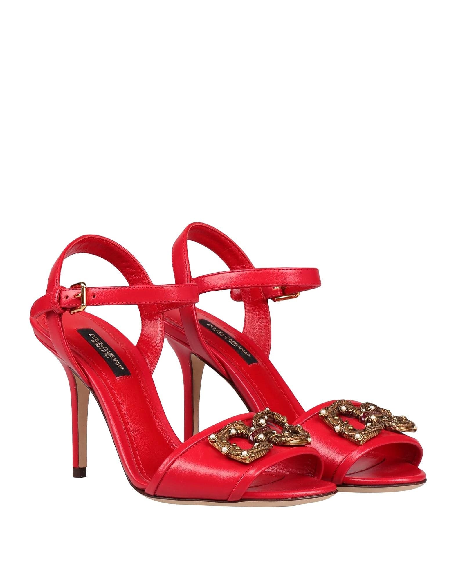 Dolce & Gabbana DG Amore Logo Leather Sandals | Sendegaro UK