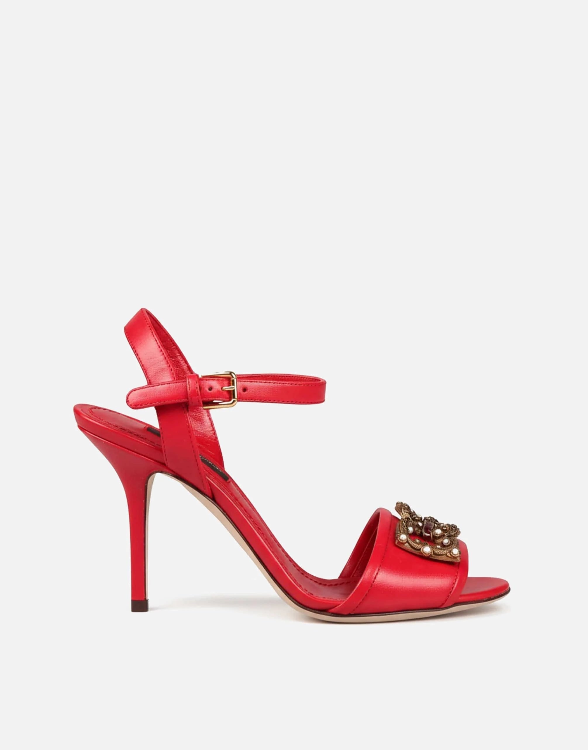 Dolce & Gabbana DG Amore Logo Leather Sandals