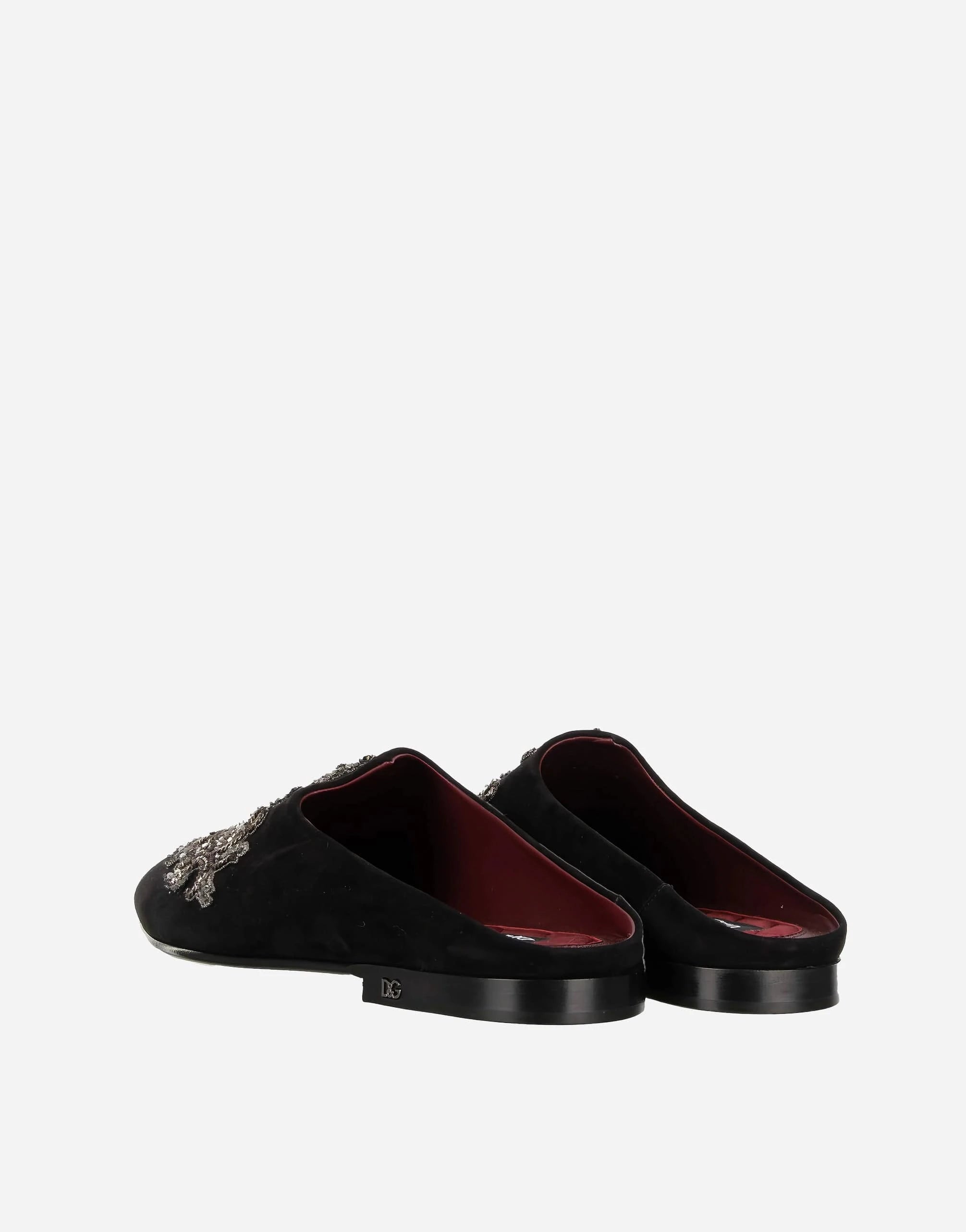 Dolce & Gabbana DG Crown Velvet Slippers