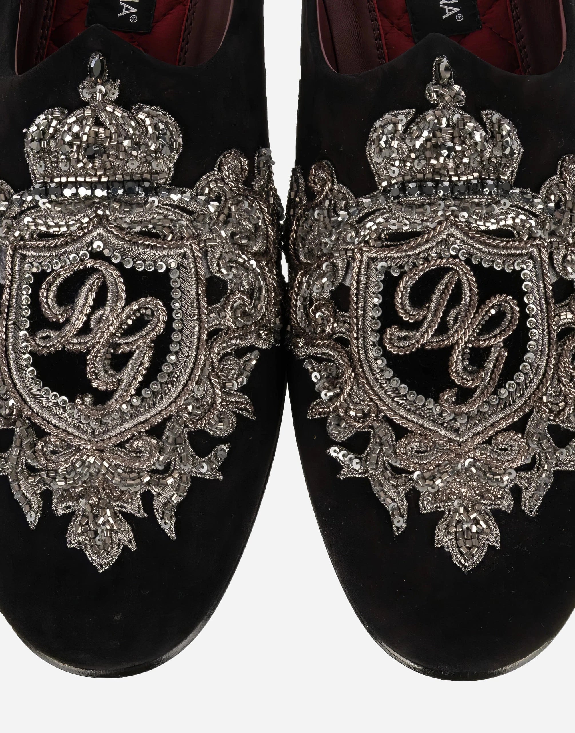 Dolce & Gabbana DG Crown Velvet Slippers