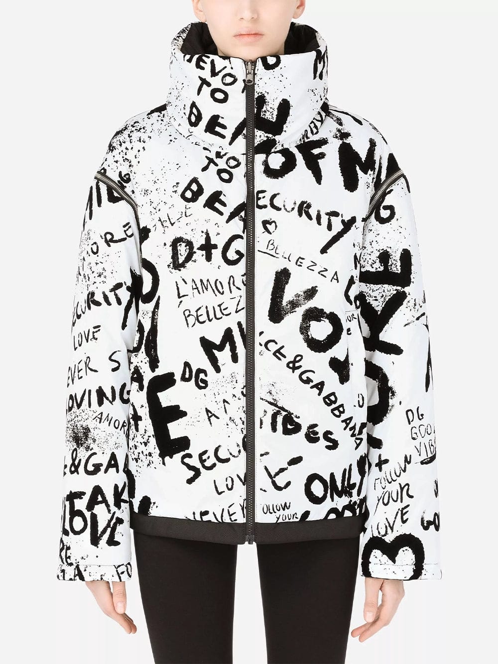 Dolce & Gabbana DG Graffiti Print Reversible Flocked Jacket