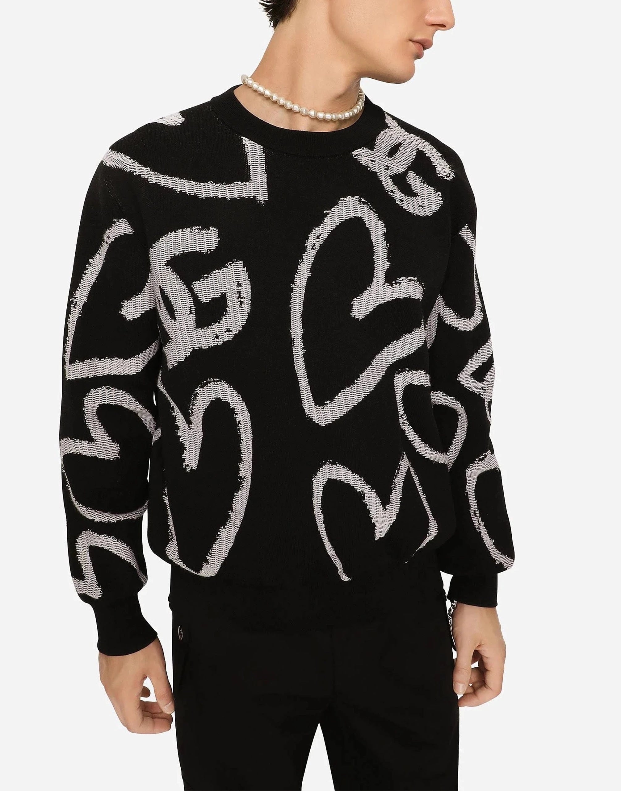 Dolce & Gabbana DG Heart-Print Jacquard Sweater