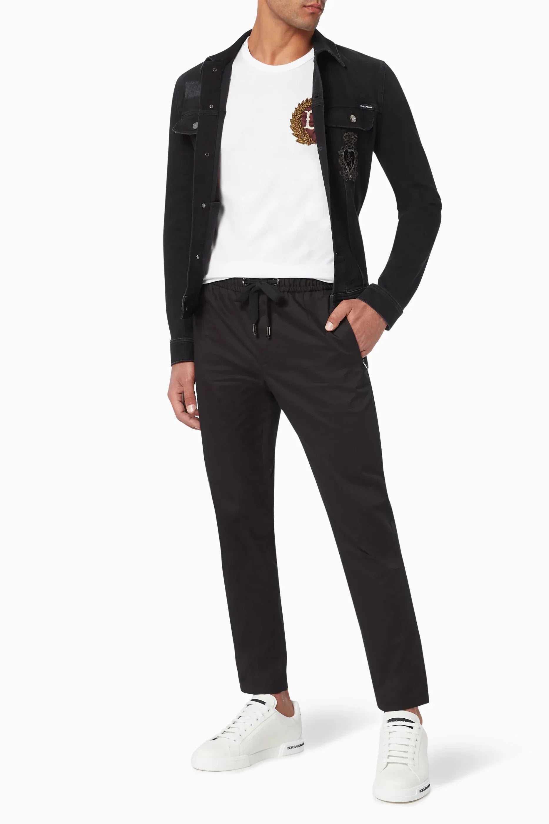 T-Shirt en Coton à Broderie Feuilles DG - alternate view