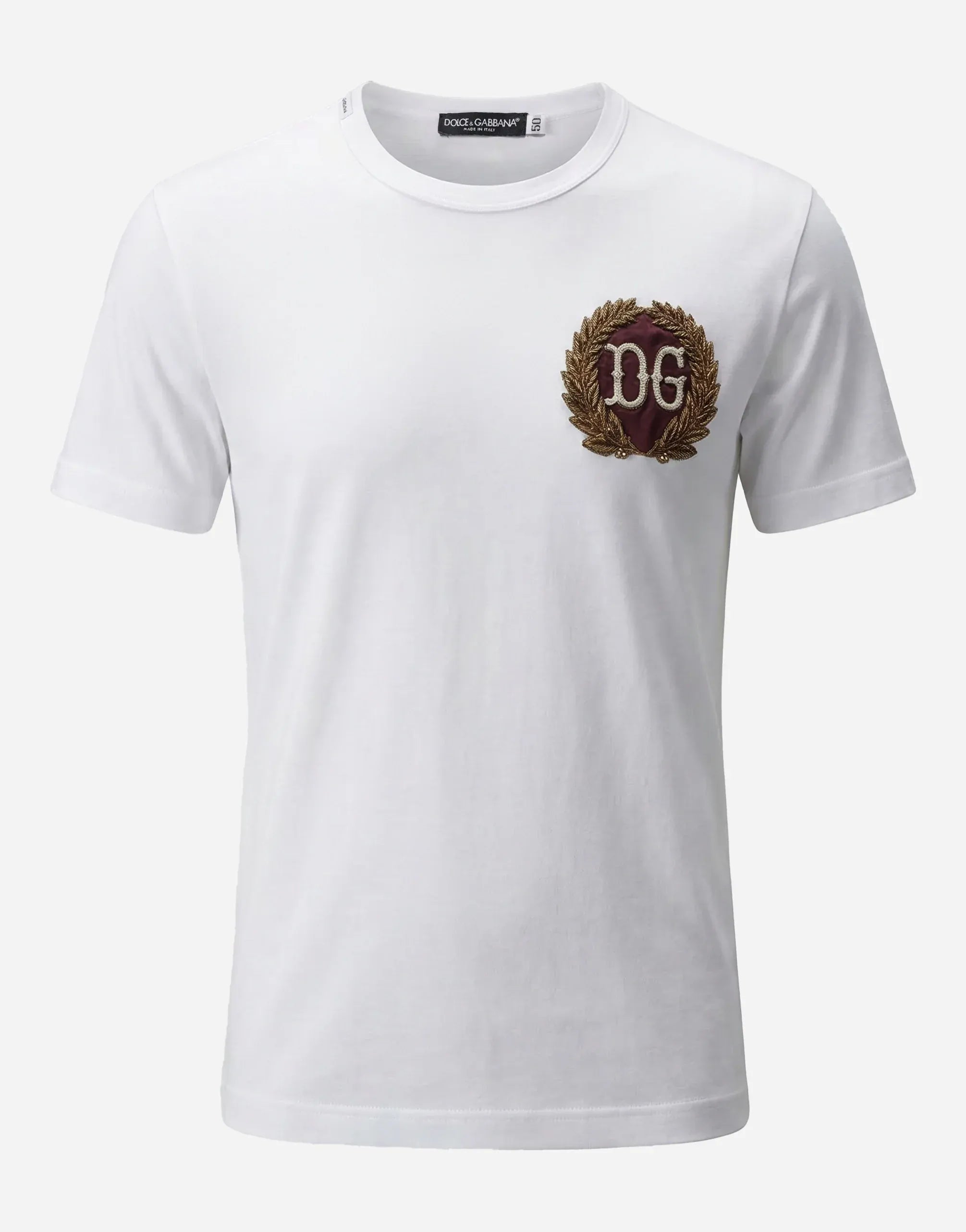 Dolce & Gabbana DG Leaf Embroidery Cotton T-Shirt
