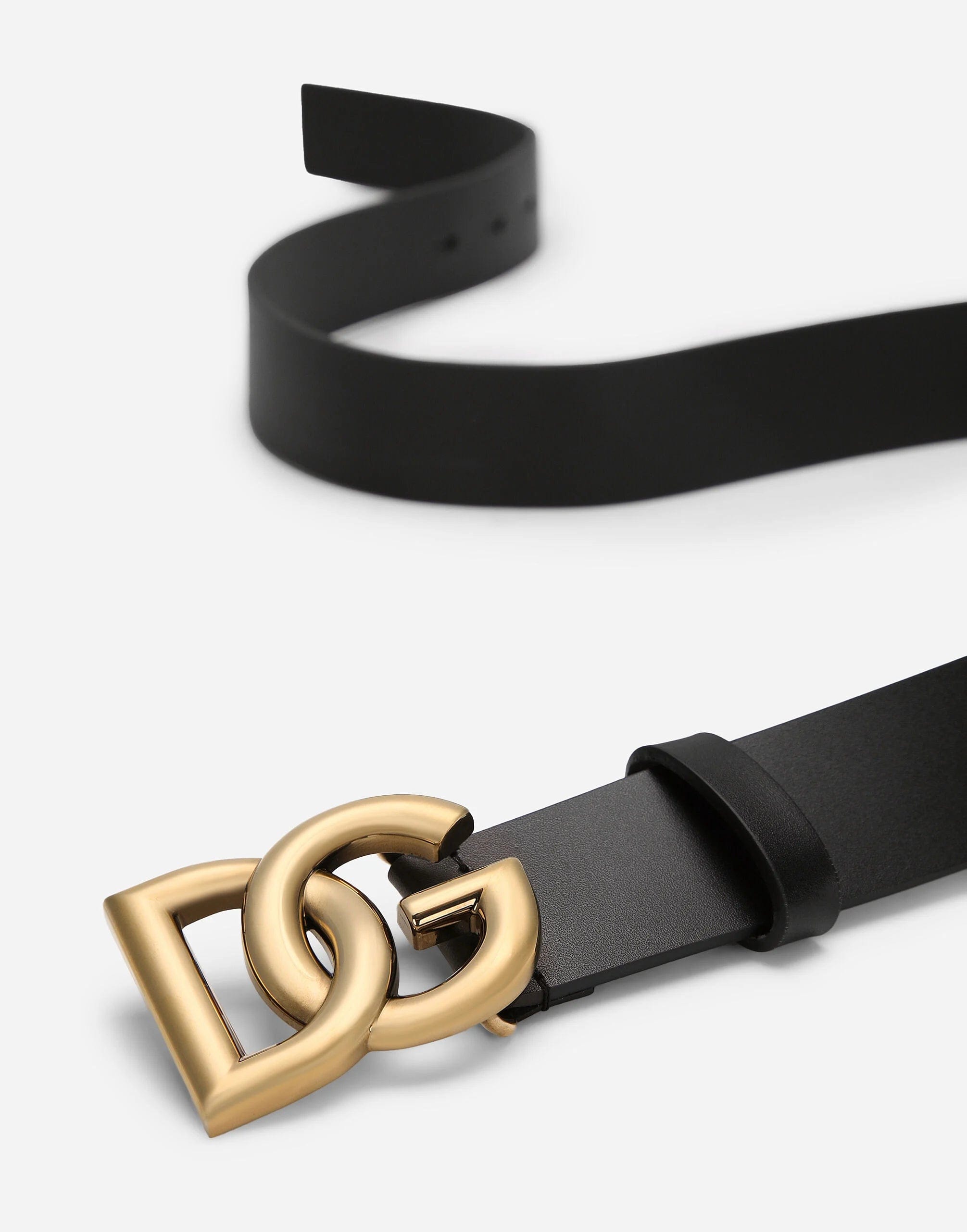 DOLCE & GABBANA D&G Logo Gold Buckle Black popular Leather Belt 38 Inch made In Italy