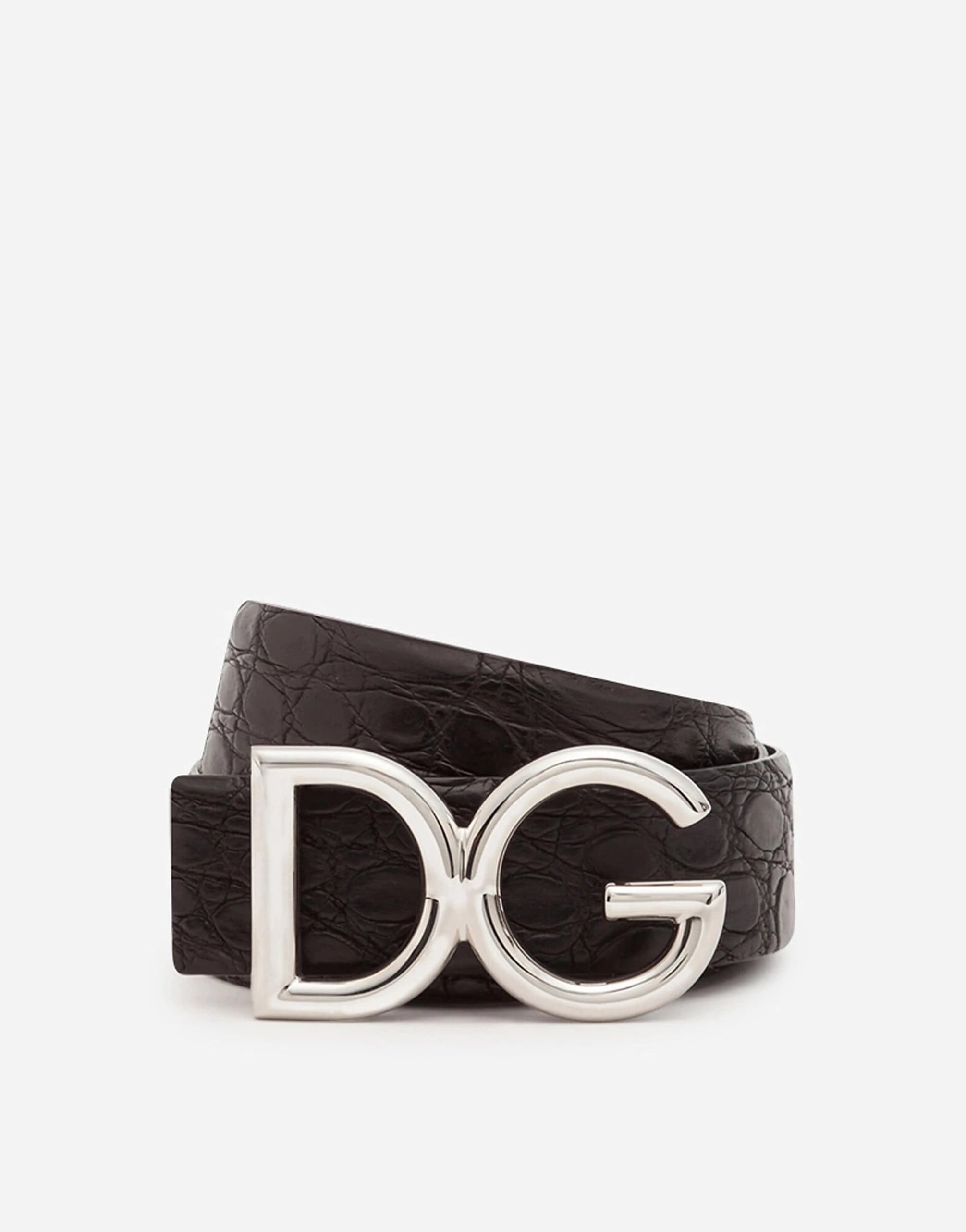 Dolce & Gabbana DG Logo Crocodile Belt