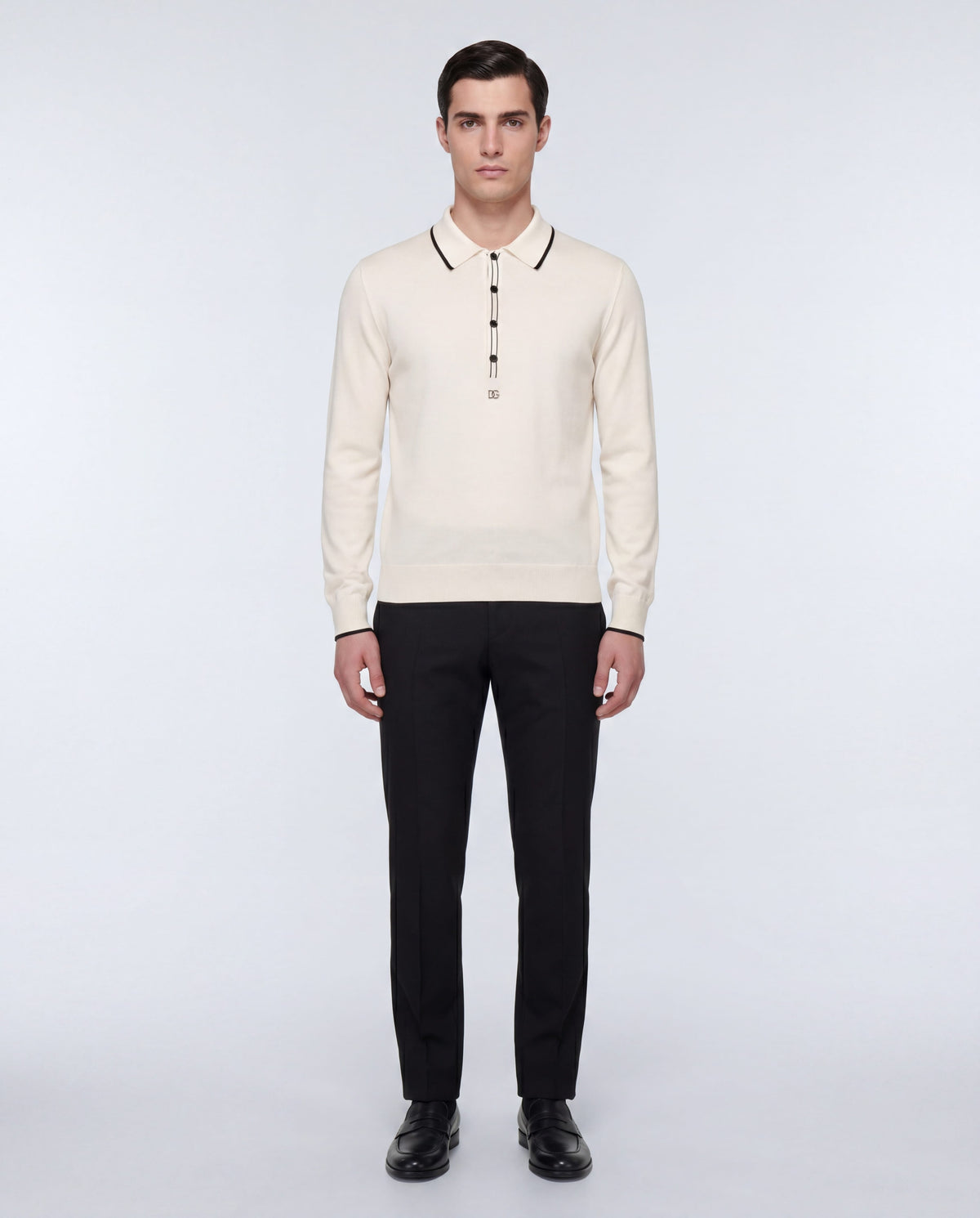 Dolce & Gabbana DG Logo Knit Polo Sweater | Sendegaro