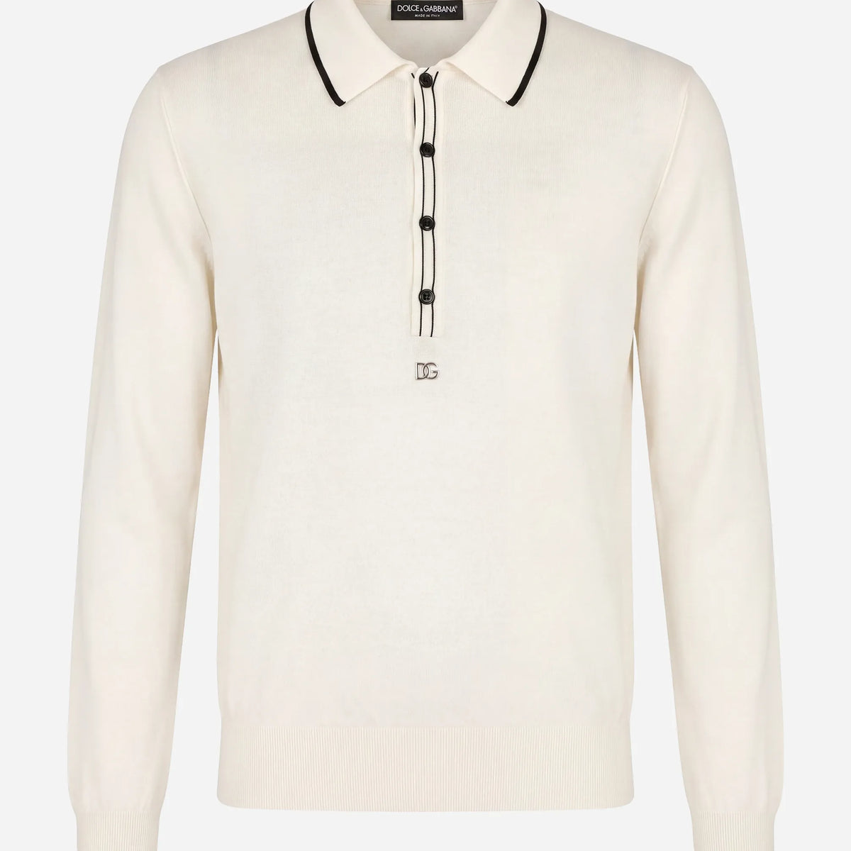 Dolce & Gabbana DG Logo Knit Polo Sweater | Sendegaro