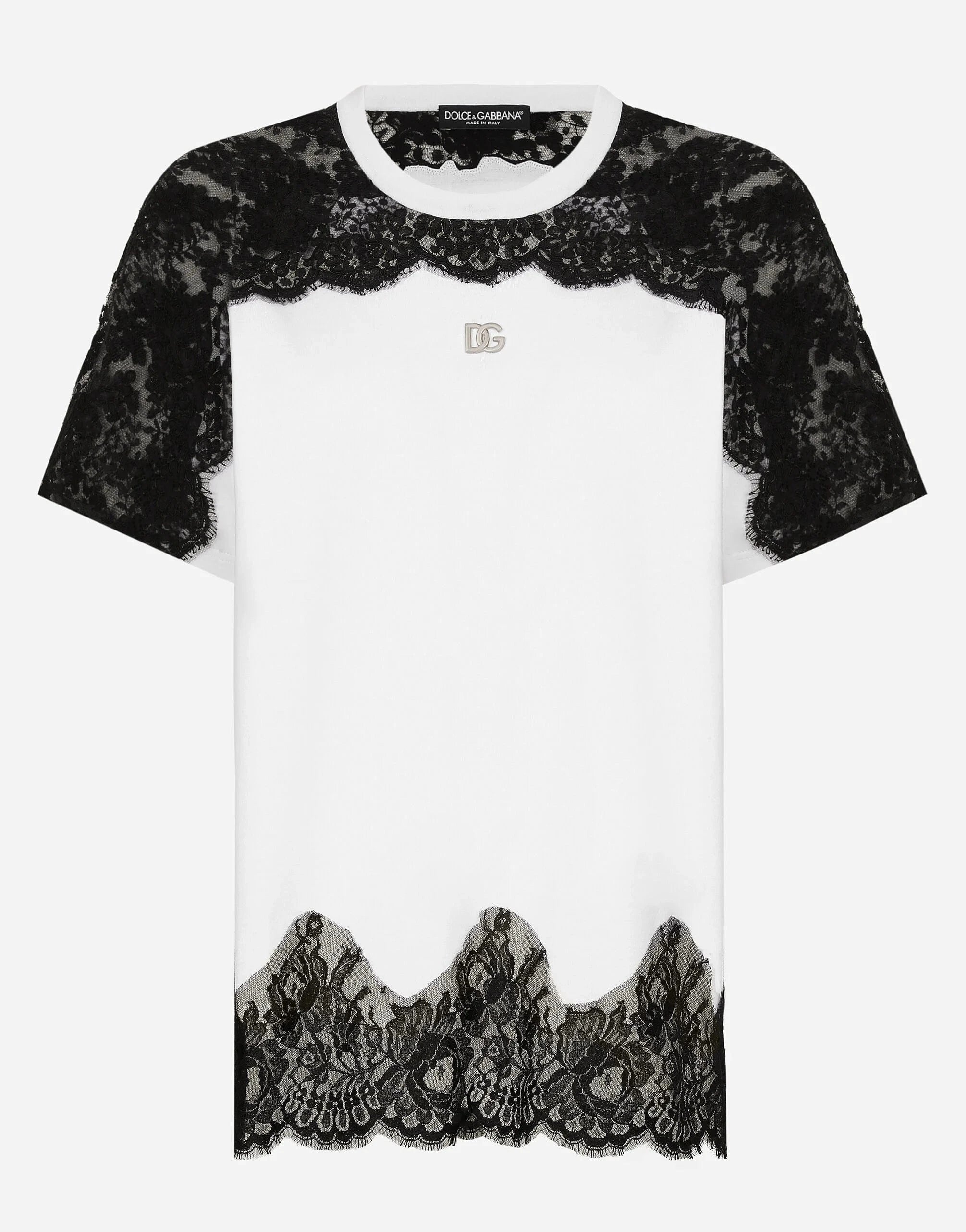 Dolce & Gabbana DG Logo Lace Inserts Jersey T-Shirt
