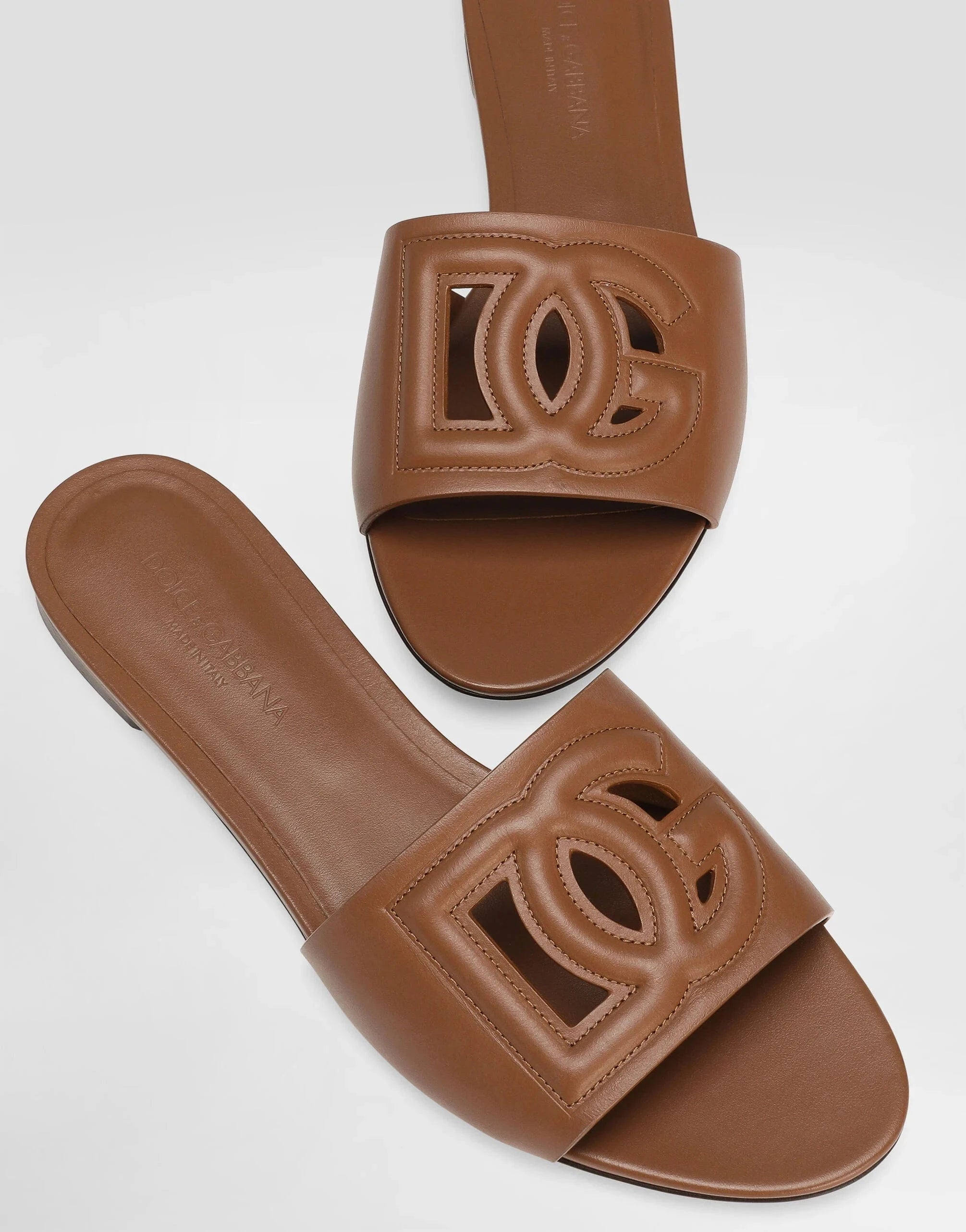 Dolce & Gabbana DG Logo Leather Sliders