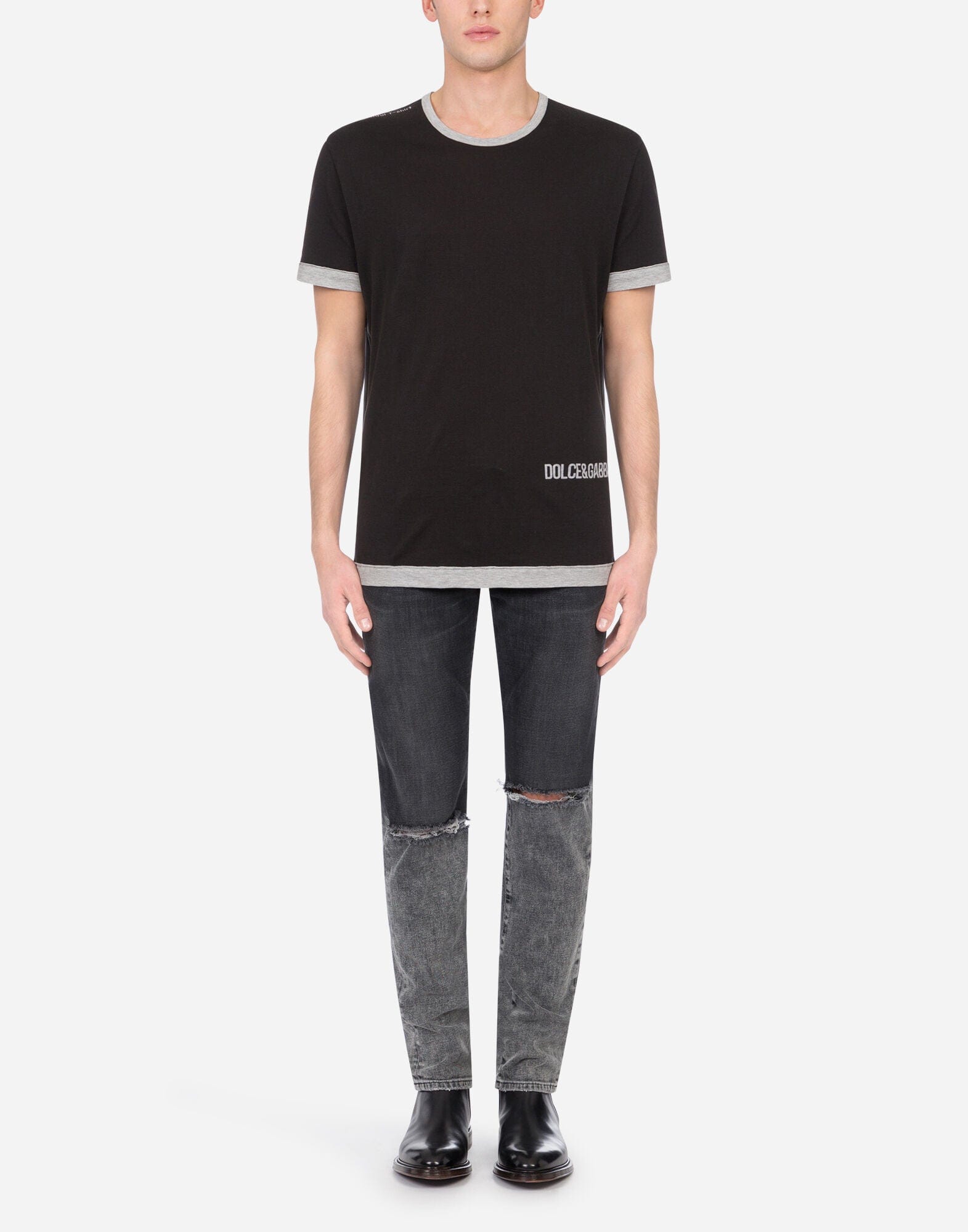 Dolce & Gabbana DG Logo Print Two-Tone T-Shirt