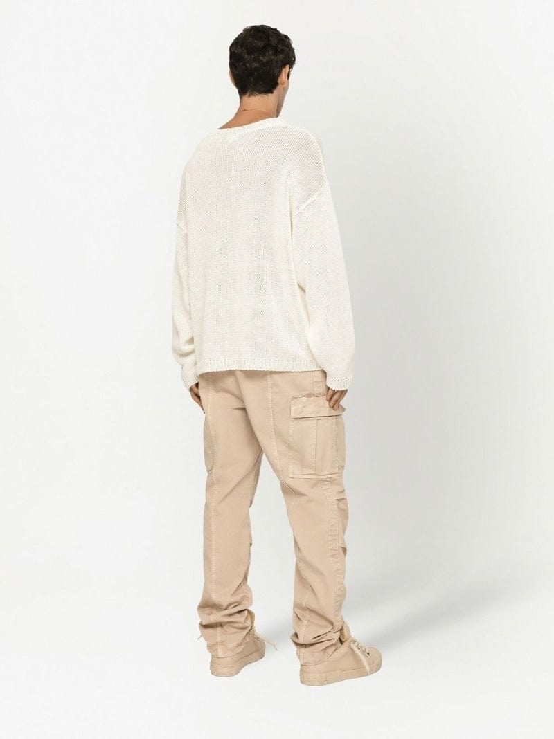 Dolce & Gabbana DG Logo Round-Neck Linen Sweater