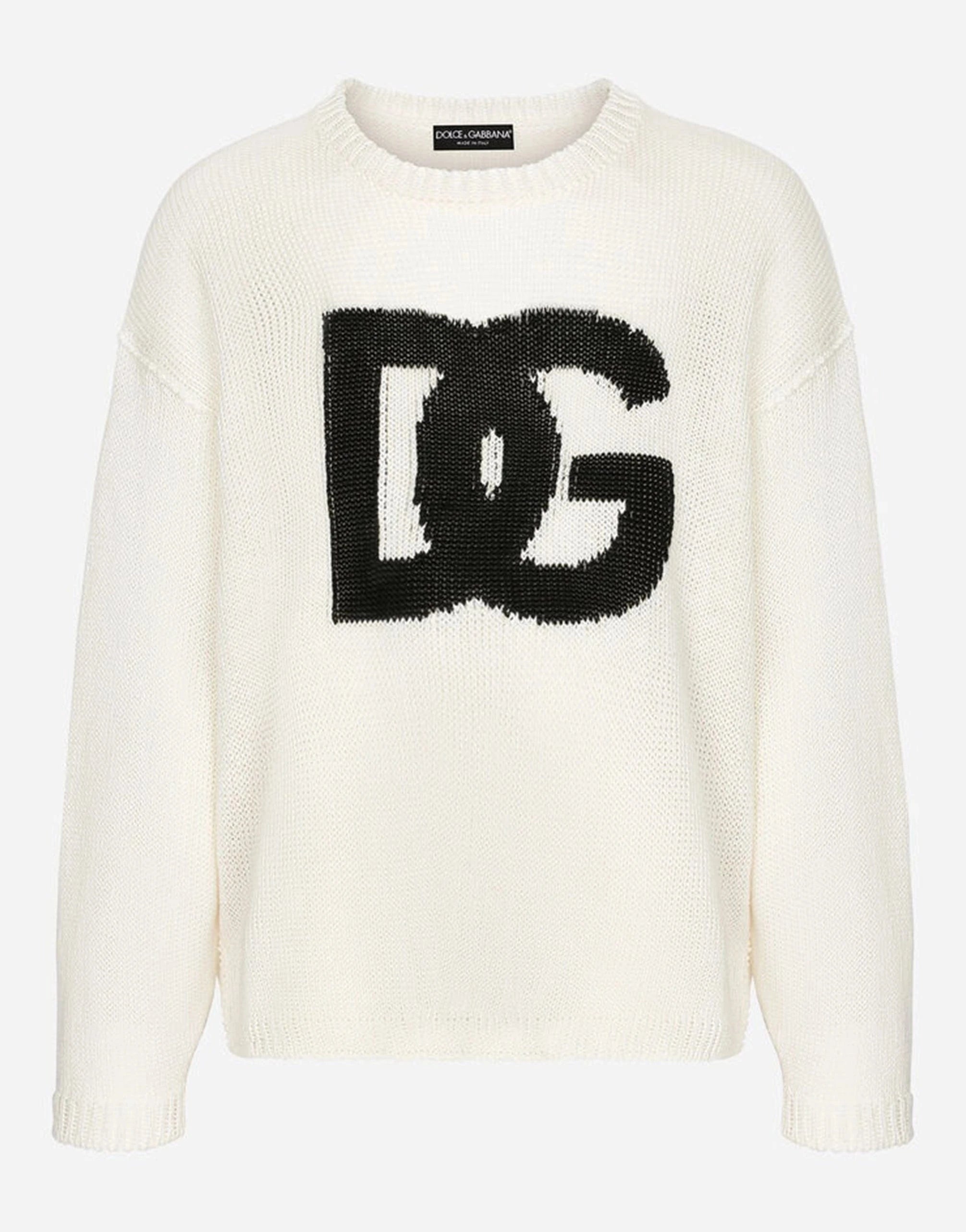 Dolce & Gabbana DG Logo Round-Neck Linen Sweater | Sendegaro JP Dolce & Gabbana DG Logo Round-Neck Linen Sweater | Sendegaro JP