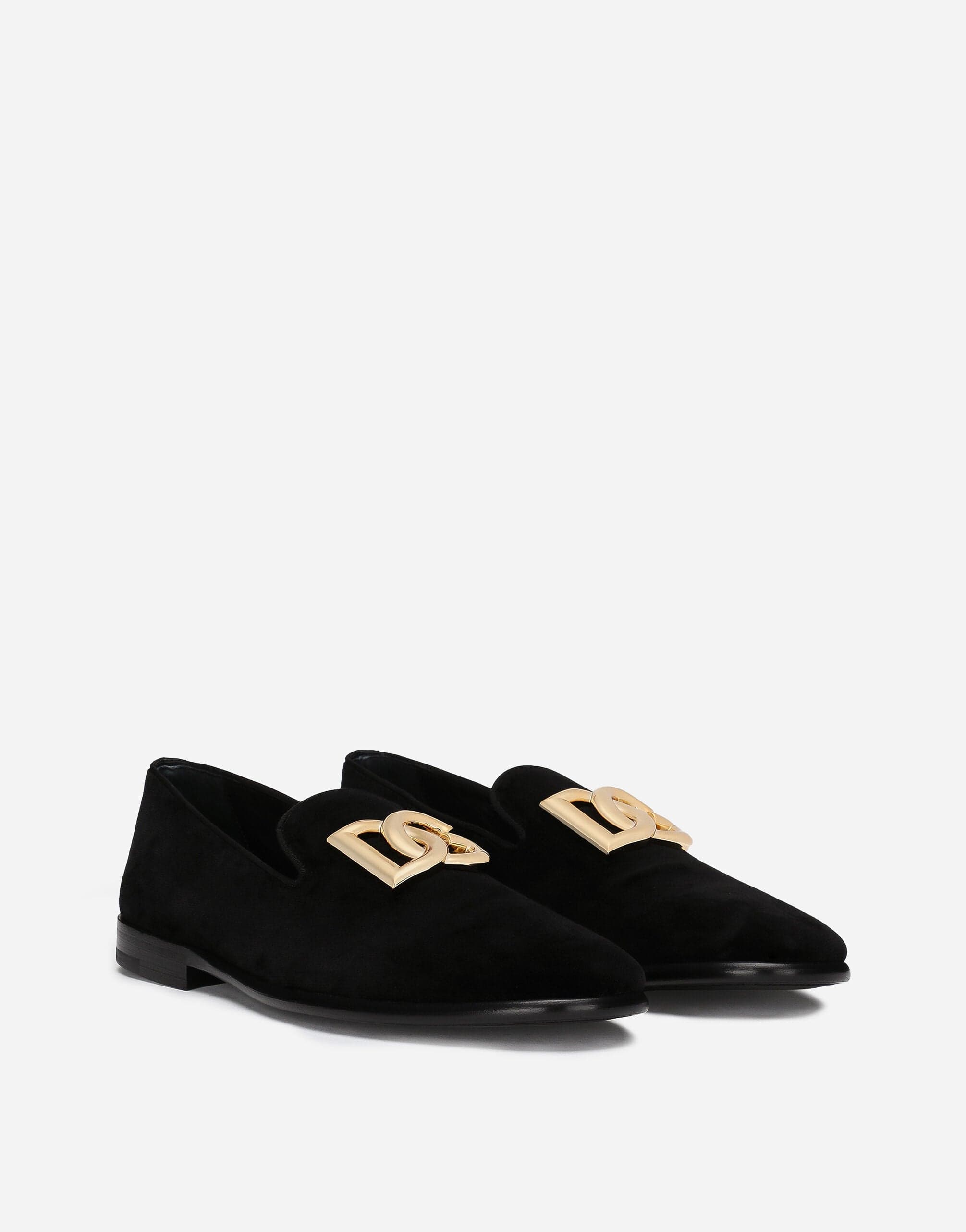 Dolce & Gabbana DG-Logo Velvet Slippers