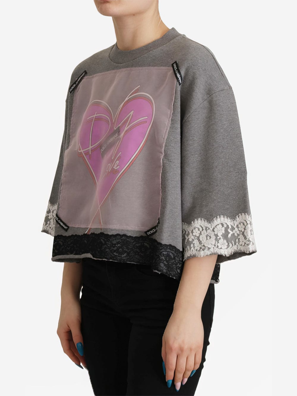 Dolce & Gabbana DG Love Lace-Trim Sweatshirt