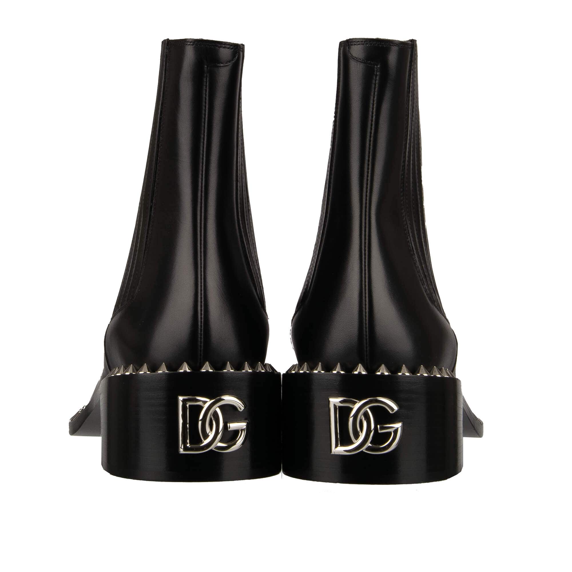 Dolce & Gabbana DG Metal Logo Studs Leather Boots | Sendegaro BR