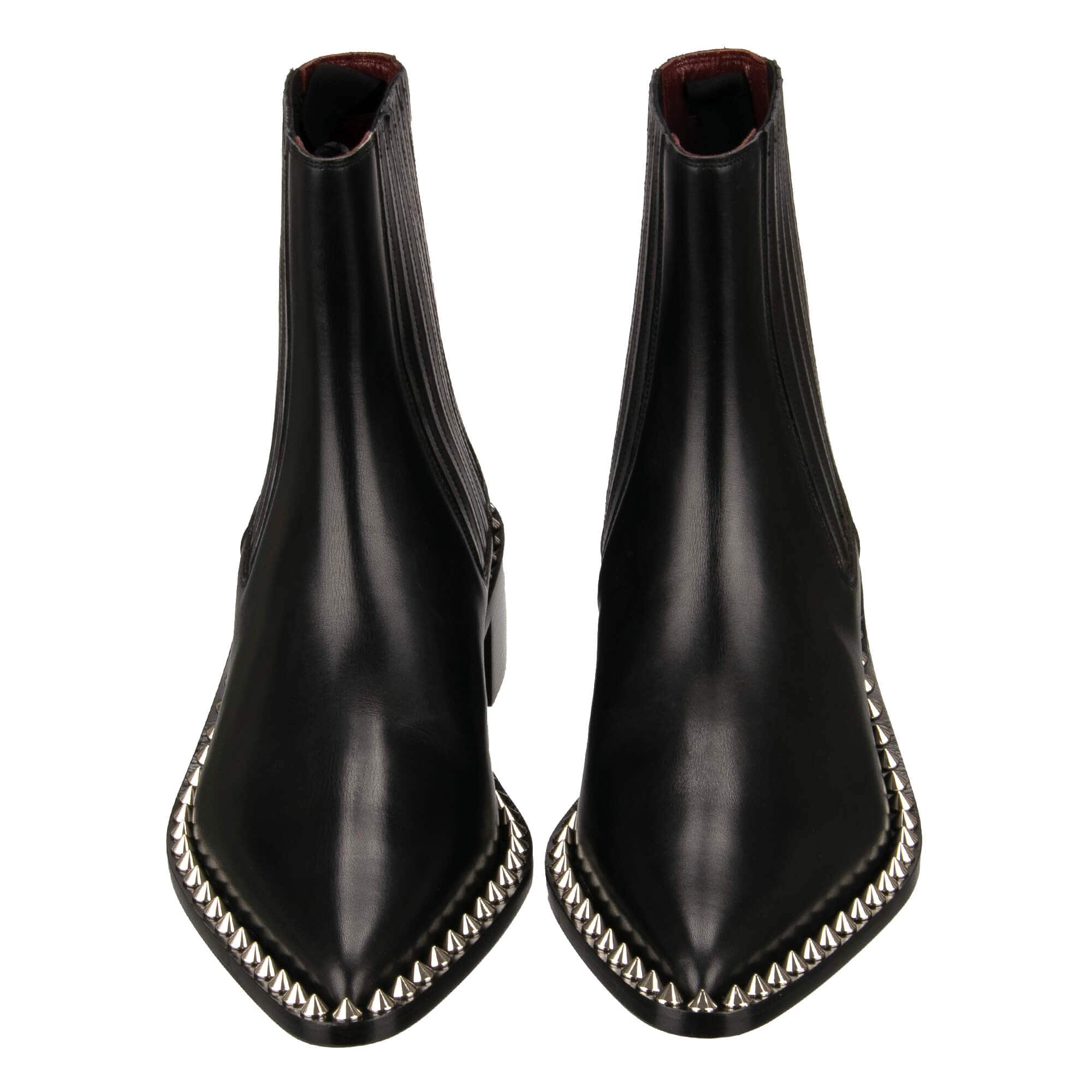 Dolce & Gabbana DG Metal Logo Studs Leather Boots | Sendegaro BR
