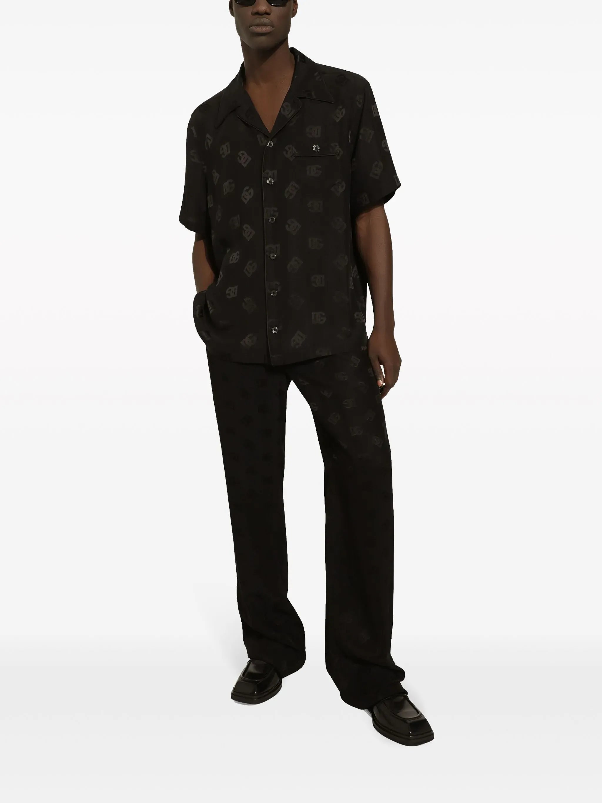 Dolce & Gabbana DG Monogram Jacquard Silk Hawaiian Shirt - alternate view
