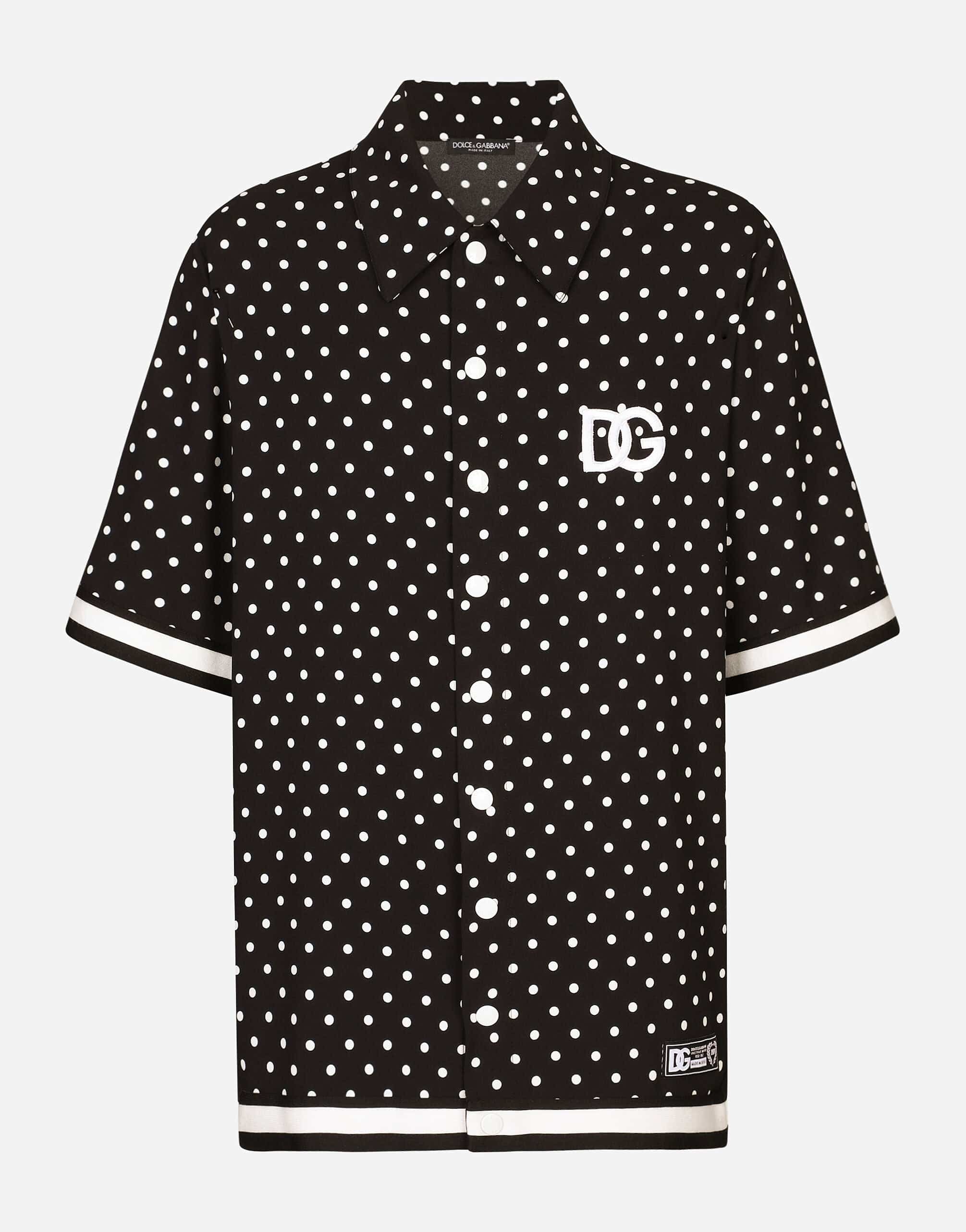 Dolce & Gabbana DG Patch Polka-Dot Print Oversized Shirt