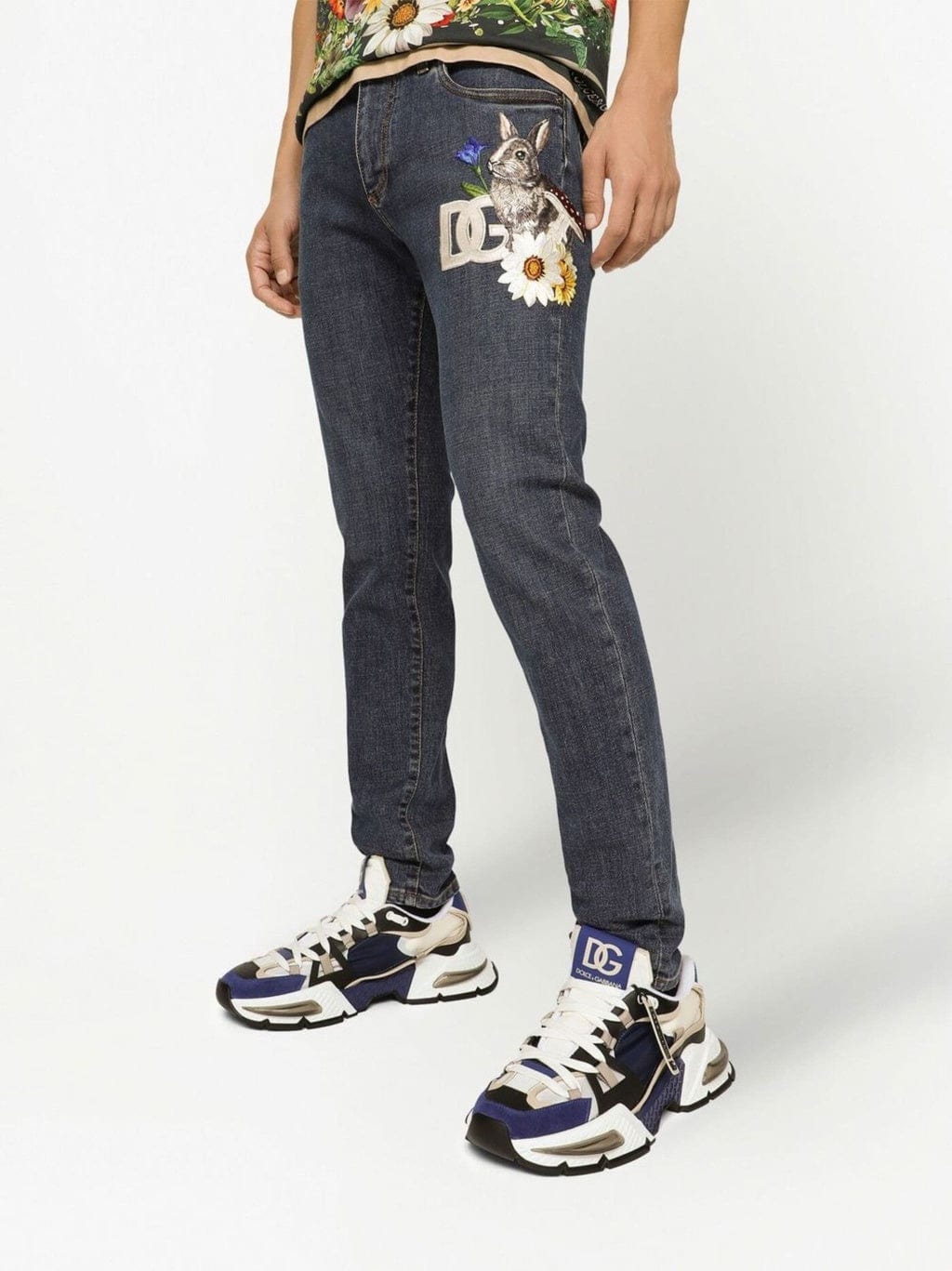 Dolce & Gabbana DG Patch Slim-Fit Stretch Denim Jeans